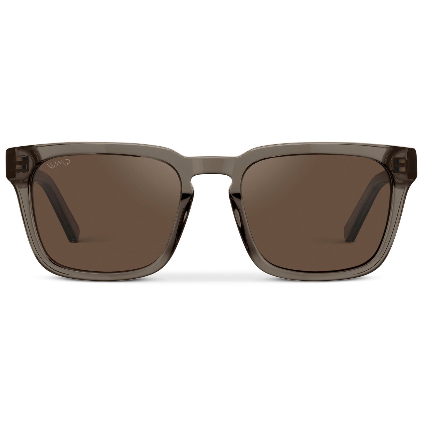 Crystal Gunmetal / Brown Lens || Men's Sleek Square Sunglasses with Crystal Gunmetal Acetate Frame and Brown Polarized Lens