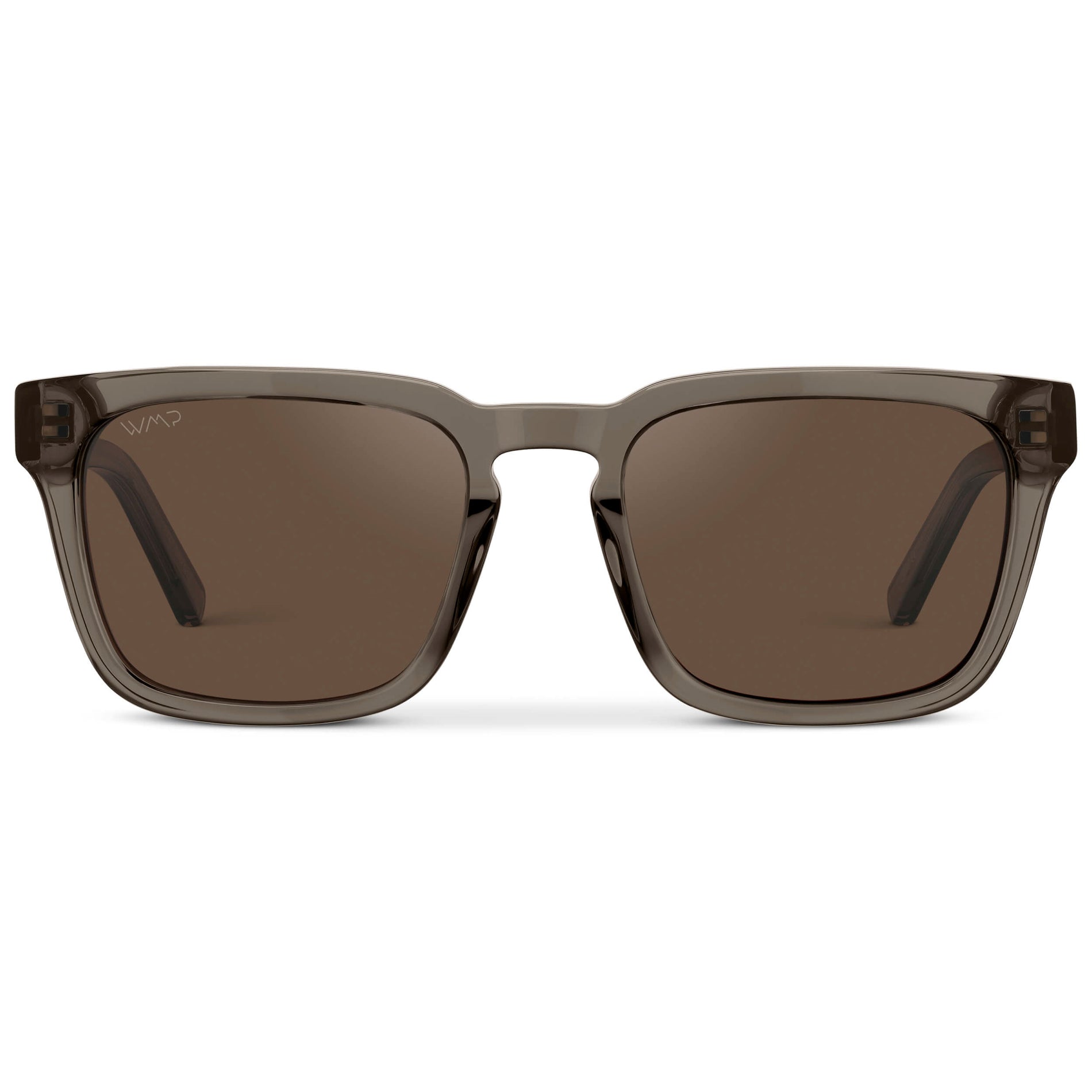 Crystal Gunmetal / Brown Lens || Men's Sleek Square Sunglasses with Crystal Gunmetal Acetate Frame and Brown Polarized Lens
