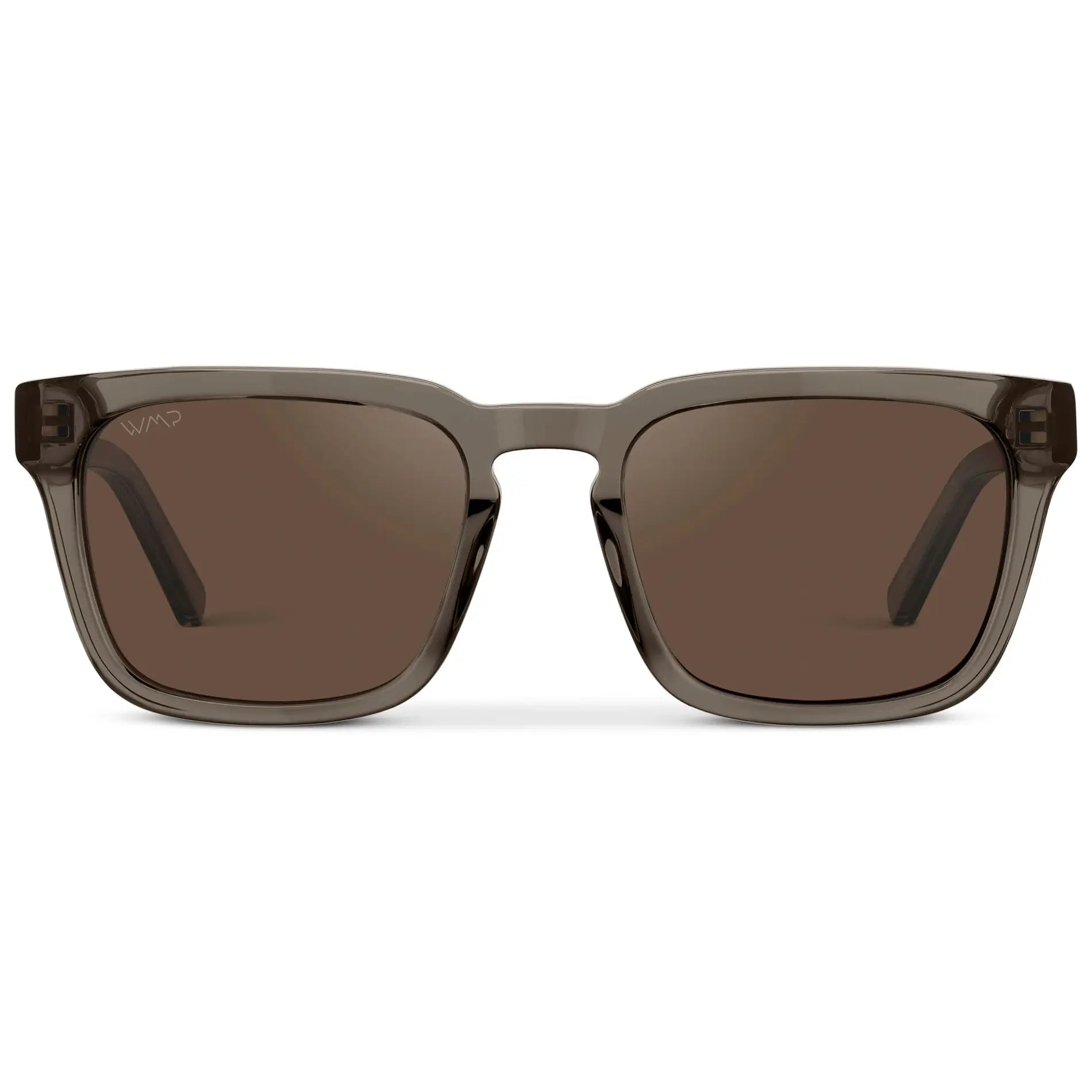 Crystal Gunmetal / Brown Lens || Men's Sleek Square Sunglasses with Crystal Gunmetal Acetate Frame and Brown Polarized Lens