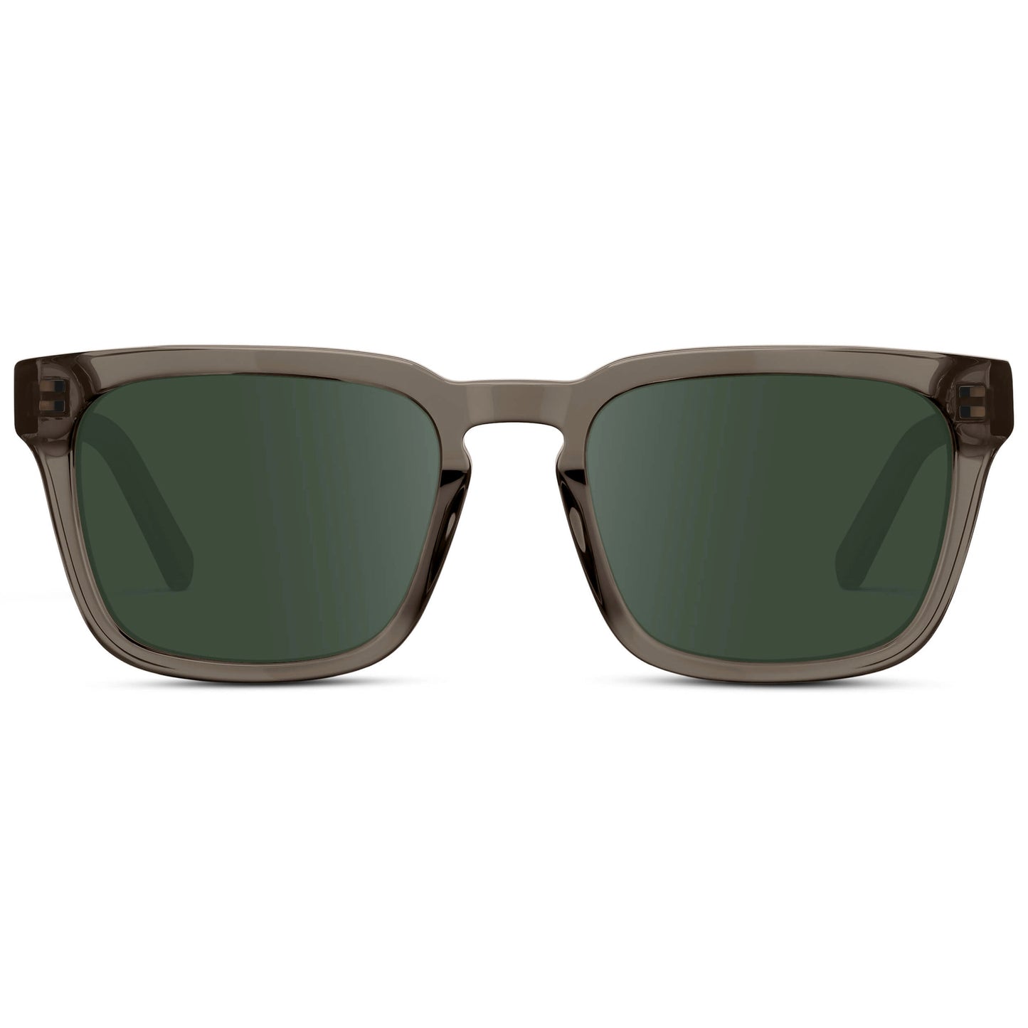 Crystal Gunmetal / G15 || Men's Sleek Square Prescription Sunglasses with Crystal Gunmetal Acetate Frame and Green Prescription Lens