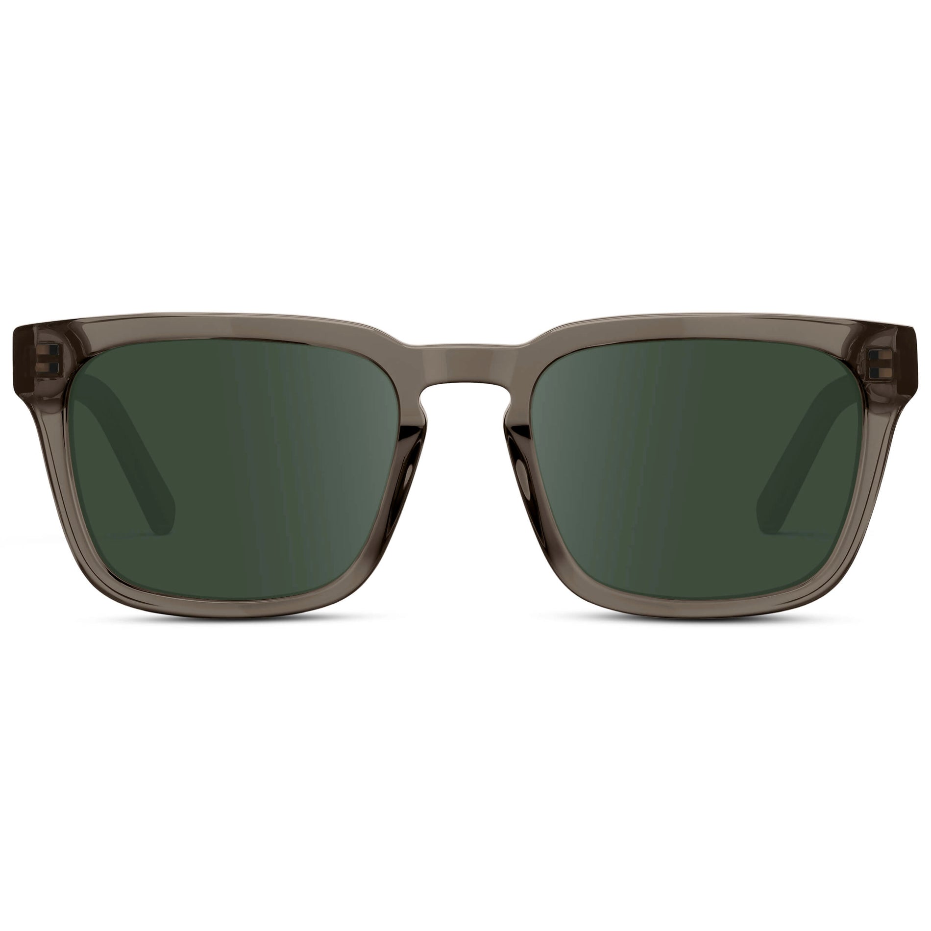 Crystal Gunmetal / G15 || Men's Sleek Square Prescription Sunglasses with Crystal Gunmetal Acetate Frame and Green Prescription Lens