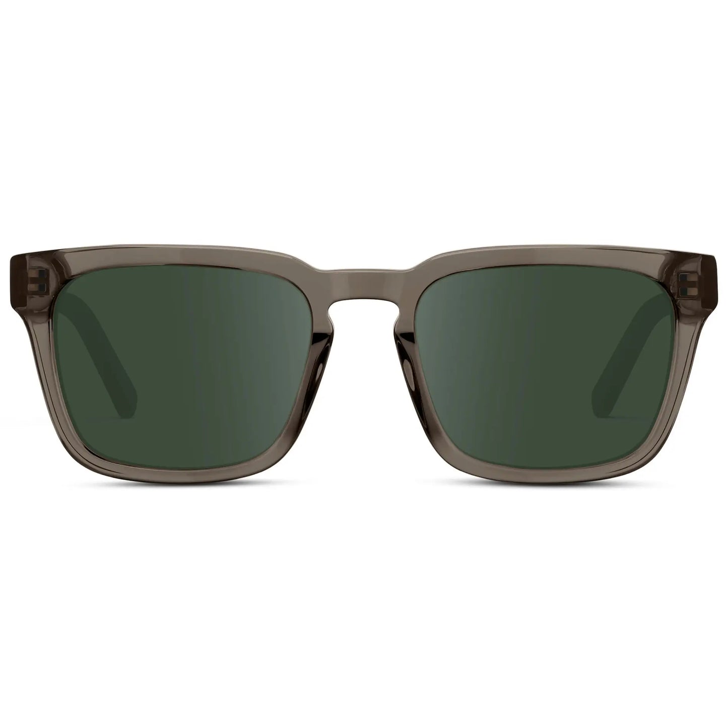 Crystal Gunmetal / G15 || Men's Sleek Square Prescription Sunglasses with Crystal Gunmetal Acetate Frame and Green Prescription Lens