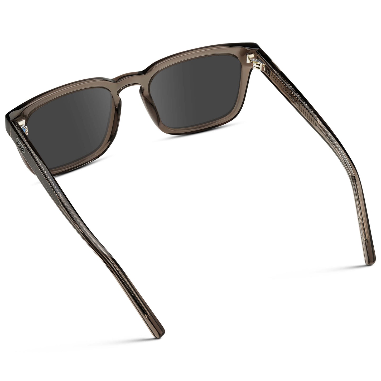Crystal Gunmetal / Grey || Men's Sleek Square Prescription Sunglasses with Crystal Gunmetal Acetate Frame and Grey Prescription Lens