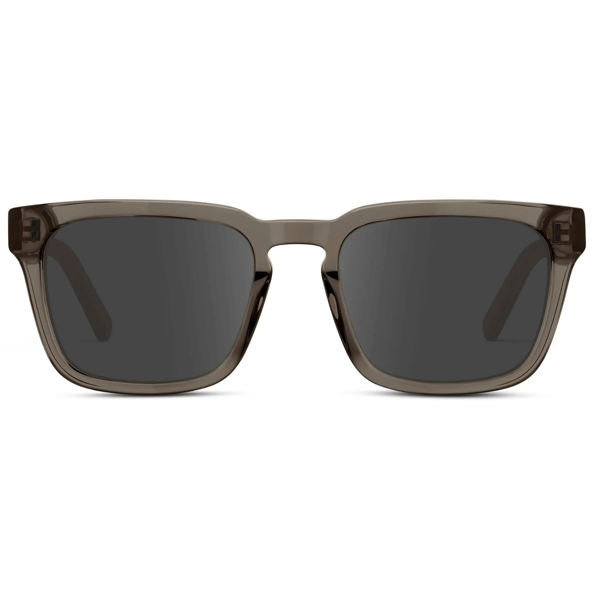 Crystal Gunmetal / Grey || Men's Sleek Square Prescription Sunglasses with Crystal Gunmetal Acetate Frame and Grey Prescription Lens