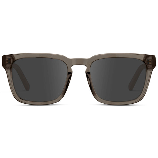 Crystal Gunmetal / Grey || Men's Sleek Square Prescription Sunglasses with Crystal Gunmetal Acetate Frame and Grey Prescription Lens