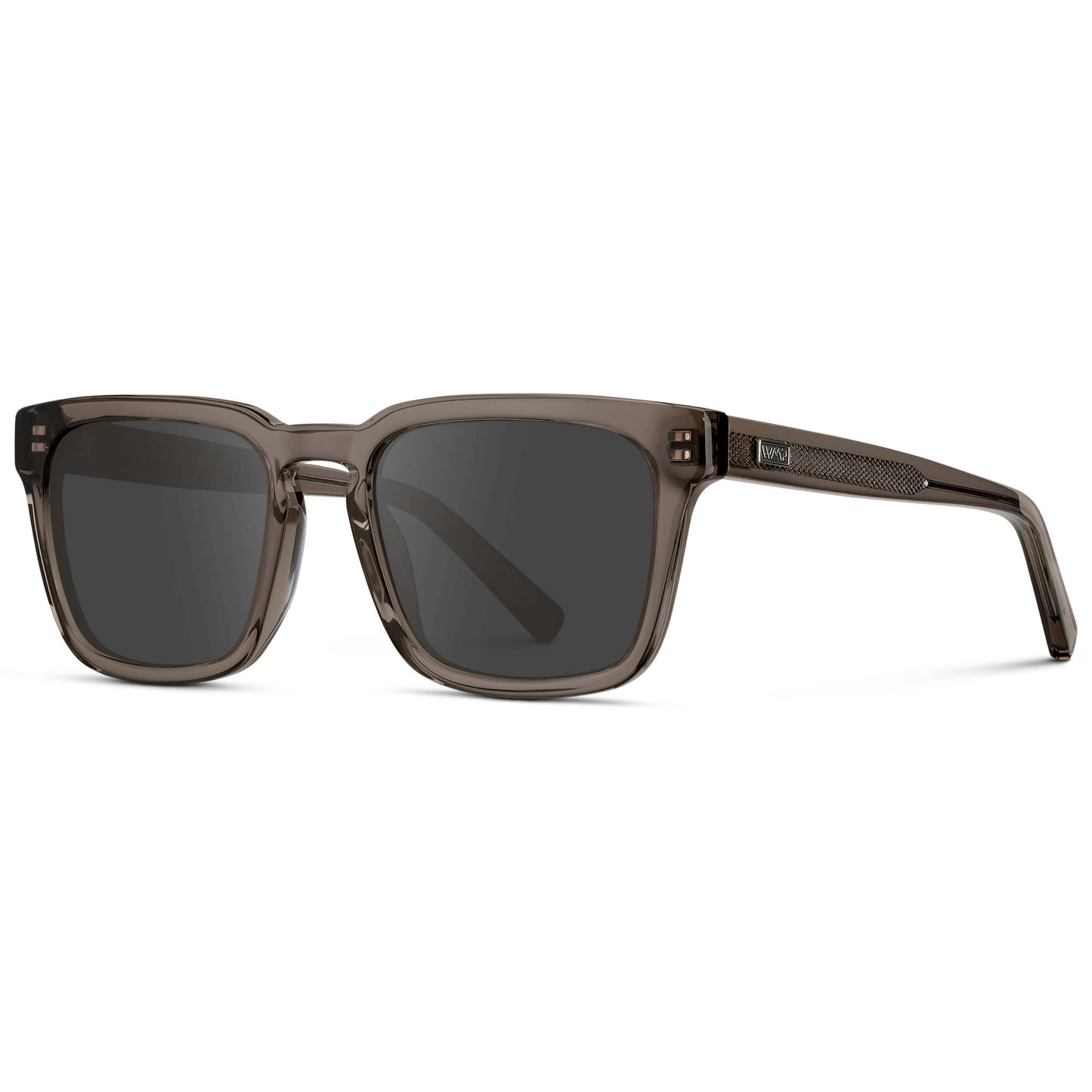 Crystal Gunmetal / Grey || Men's Sleek Square Prescription Sunglasses with Crystal Gunmetal Acetate Frame and Grey Prescription Lens