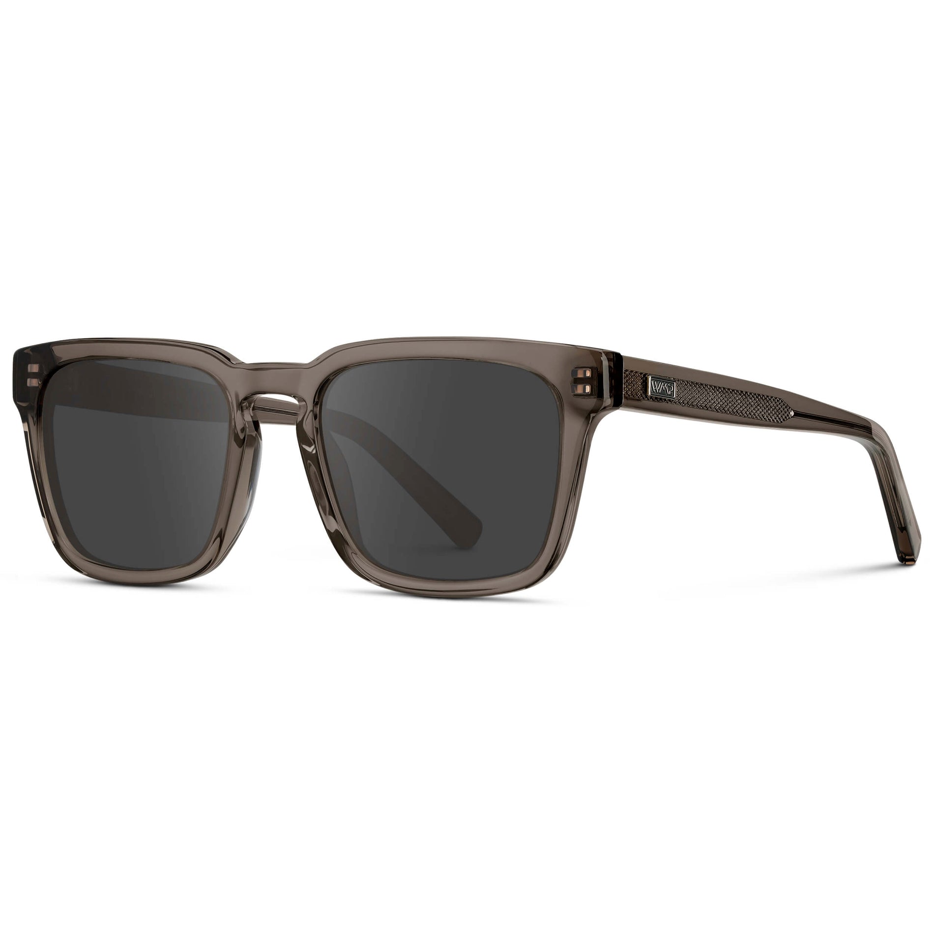 Crystal Gunmetal / Grey || Men's Sleek Square Prescription Sunglasses with Crystal Gunmetal Acetate Frame and Grey Prescription Lens