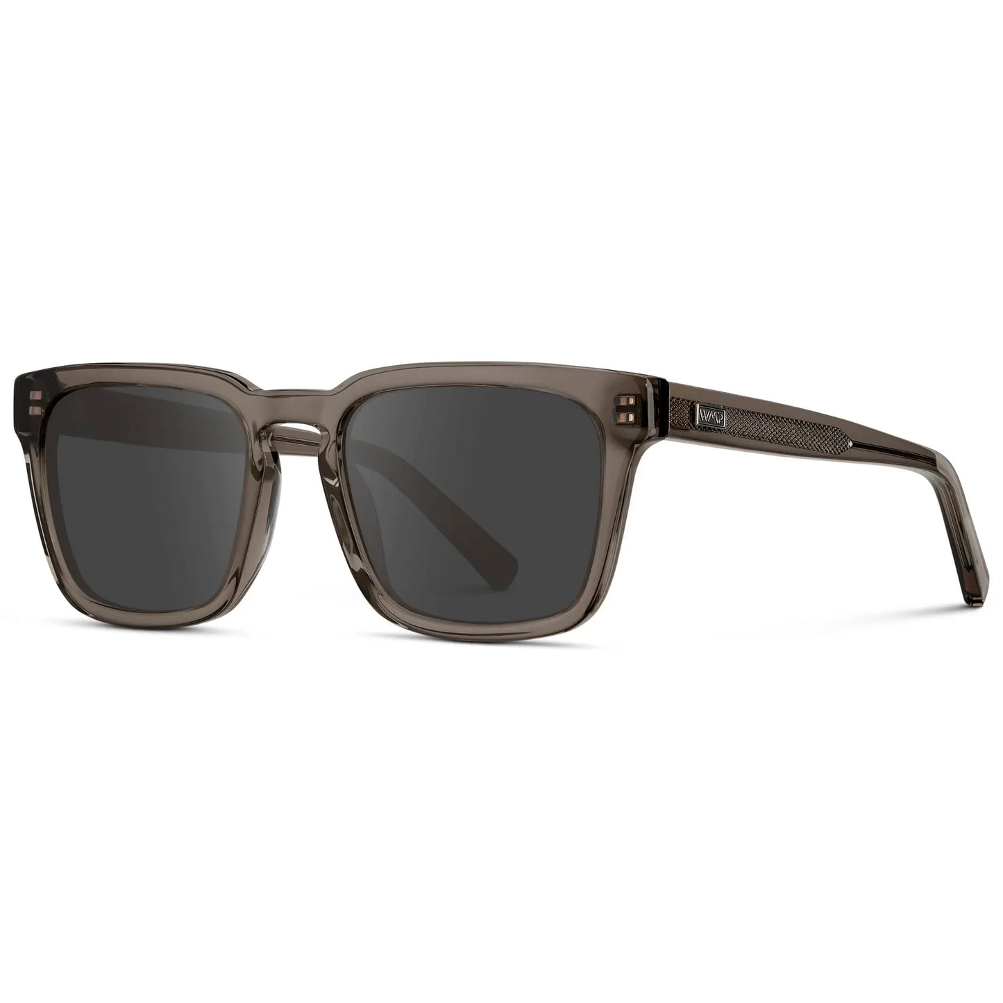 Crystal Gunmetal / Grey || Men's Sleek Square Prescription Sunglasses with Crystal Gunmetal Acetate Frame and Grey Prescription Lens