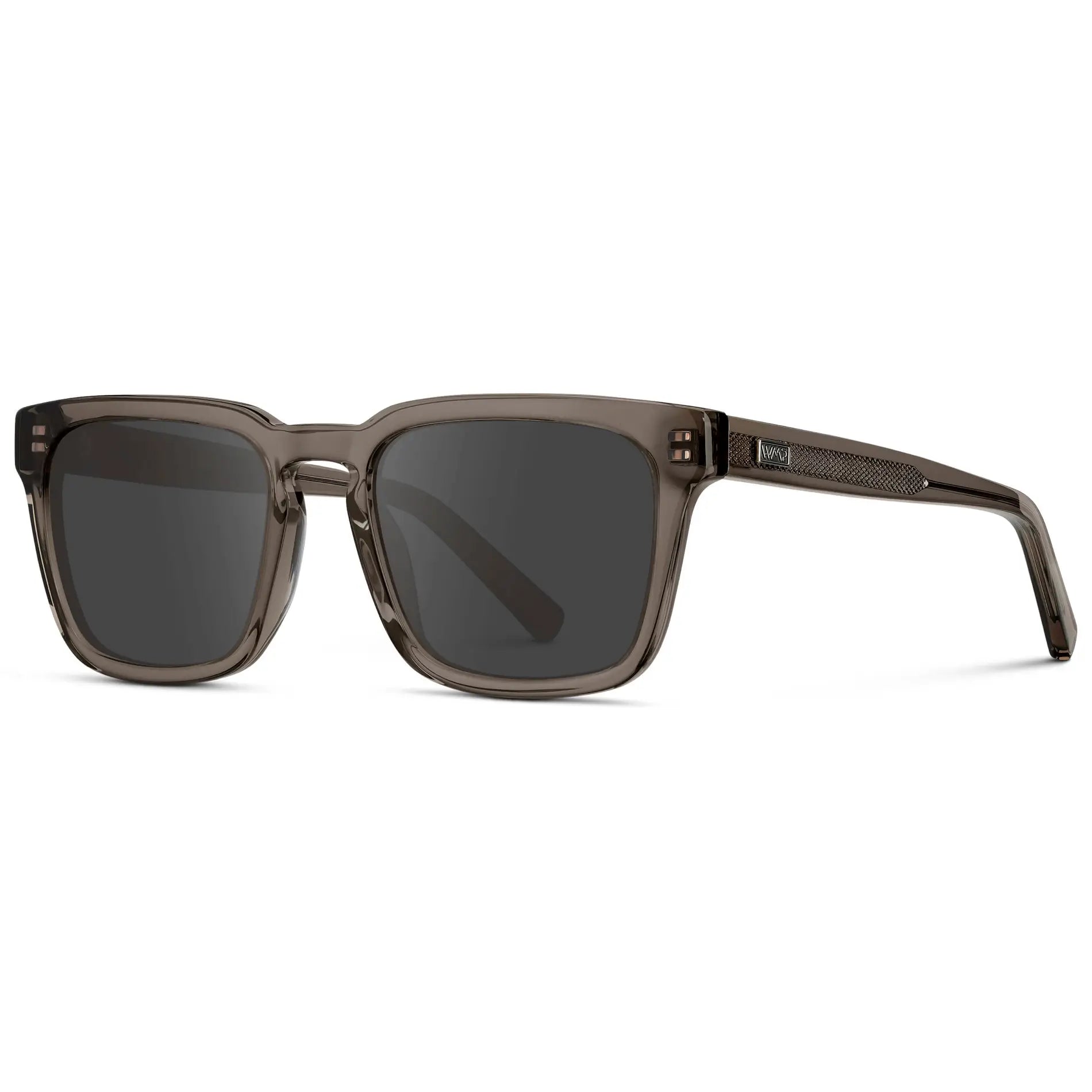 Crystal Gunmetal / Grey || Men's Sleek Square Prescription Sunglasses with Crystal Gunmetal Acetate Frame and Grey Prescription Lens