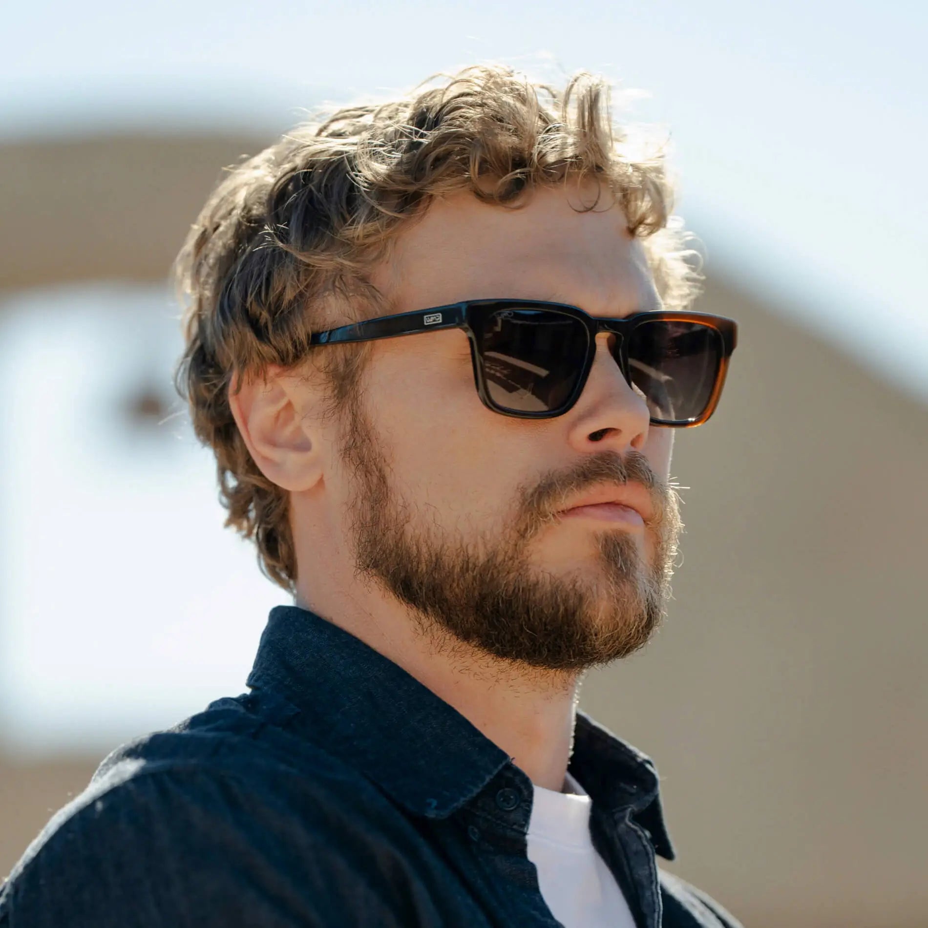 Burnt Cedar Brown / Amber || Men's Sleek Square Prescription Sunglasses with Burnt Cedar Brown Acetate Frame and Amber Prescription Lens