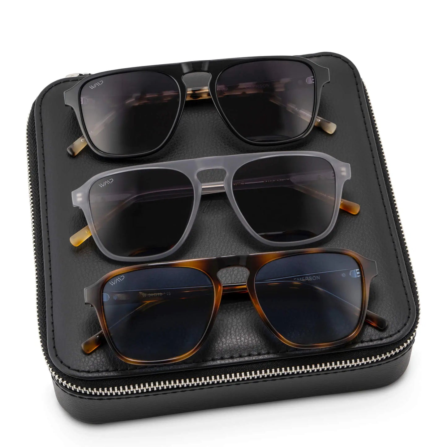 Black Case || Upgrade your style with our Sunglass Kit, including three best-selling styles housed in a premium leather case, gift-ready and perfect for any occasion.