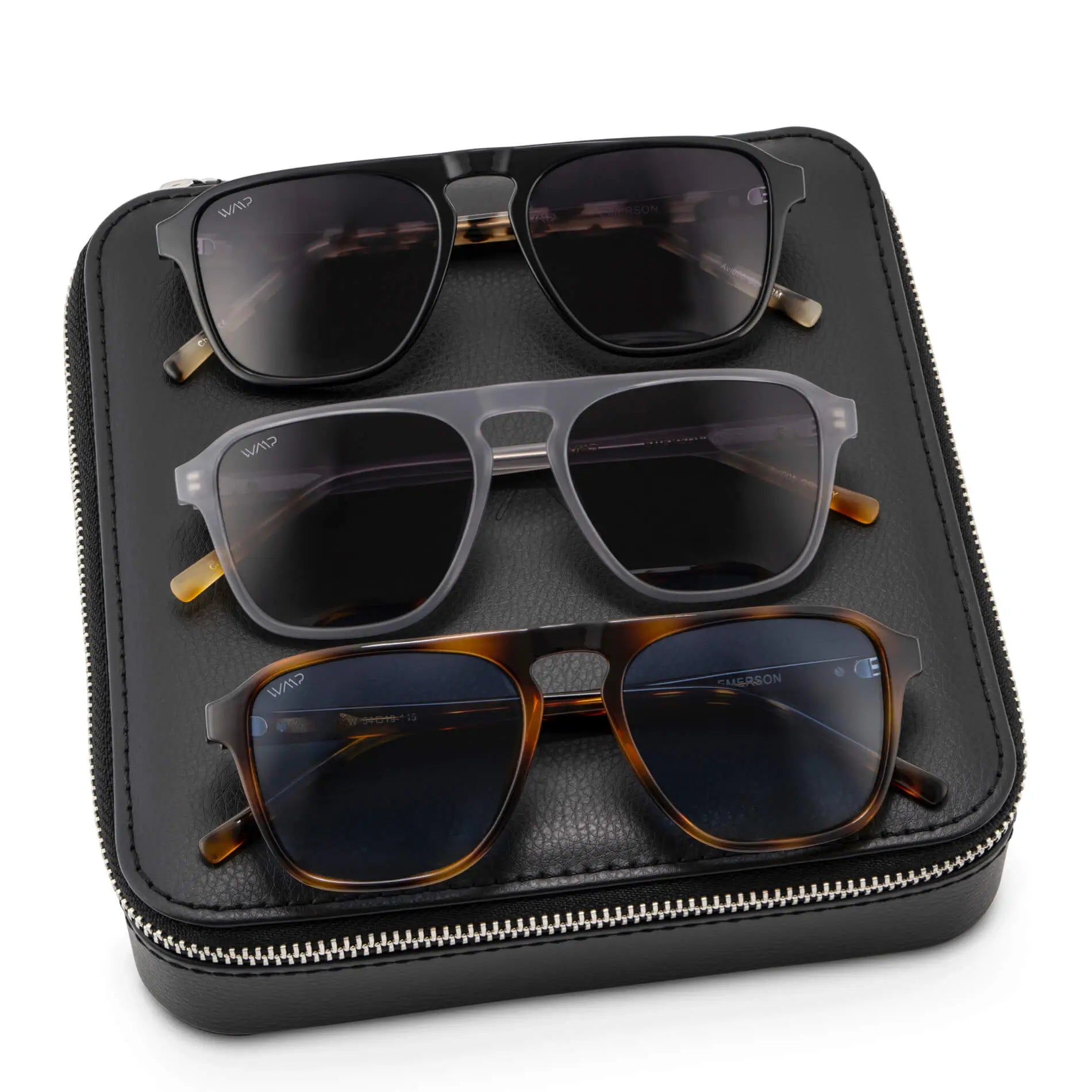 Black Case || Upgrade your style with our Sunglass Kit, including three best-selling styles housed in a premium leather case, gift-ready and perfect for any occasion.