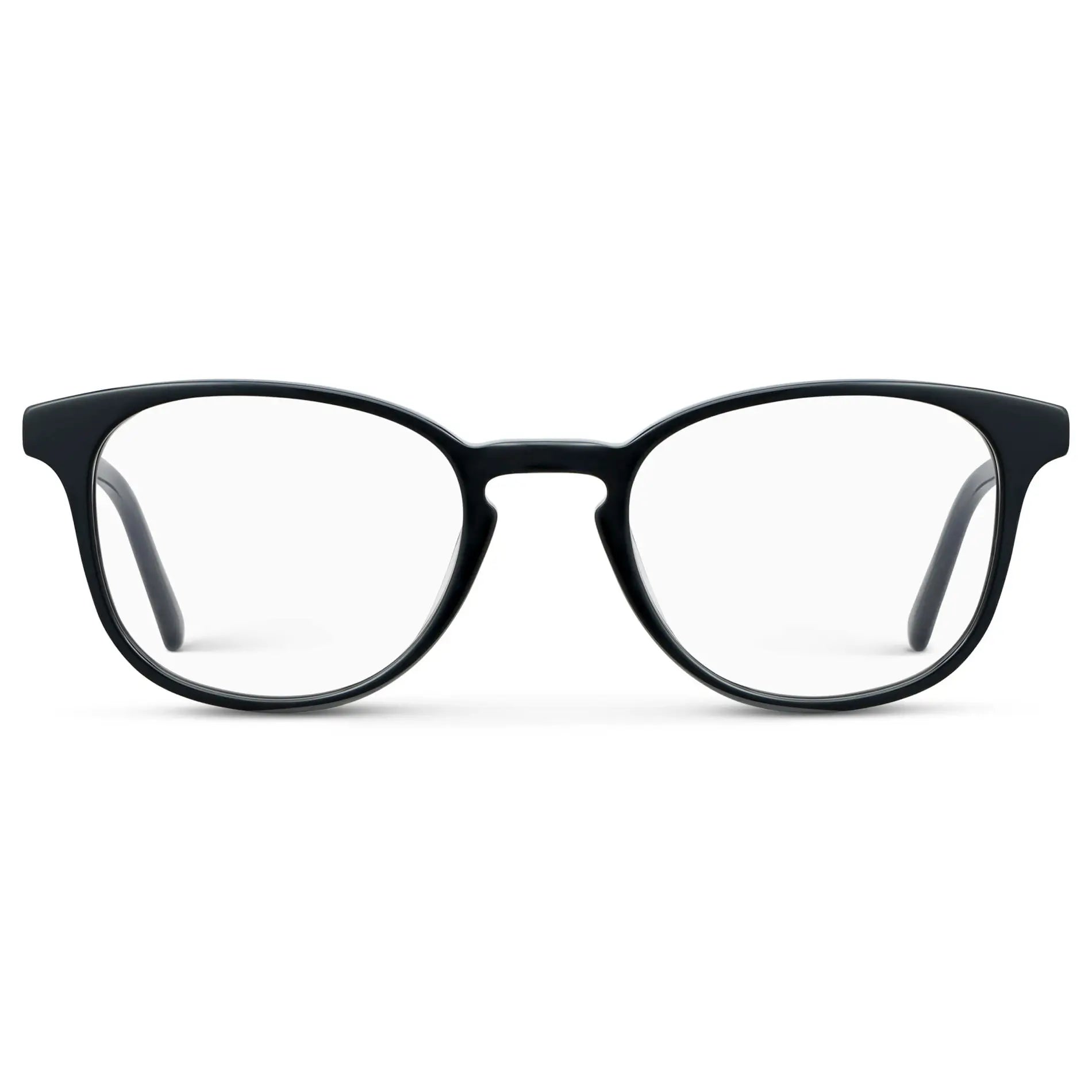 Black || Unisex Blue Light Blocking Glasses with Black Acetate Frame and Clear Lens on a white background 