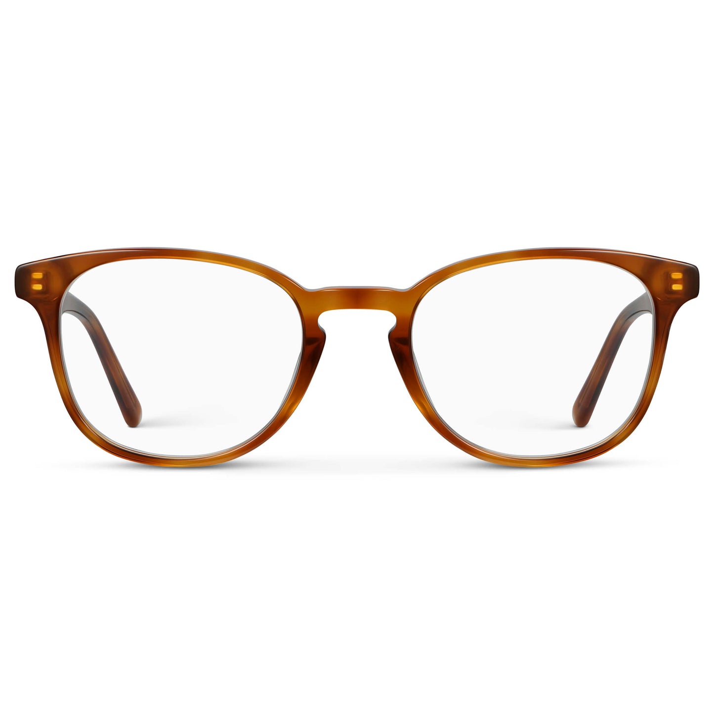 Honey Tortoise || Unisex Eyeglasses with Orange Honey Tortoise Acetate Frame and Clear Prescription Lens