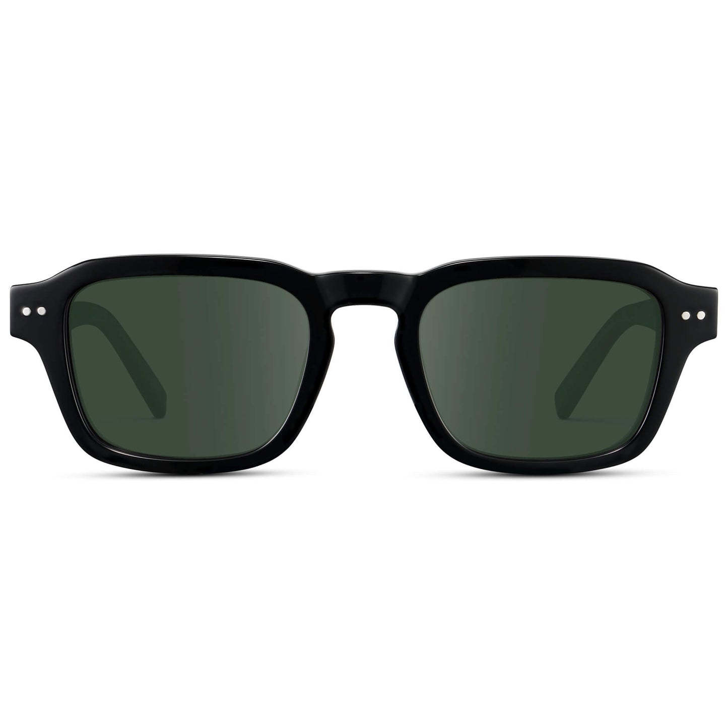 Black / G15 Lens || Men's Rectangular Prescription Sunglasses with Black Acetate Frame and Green Prescription Lens