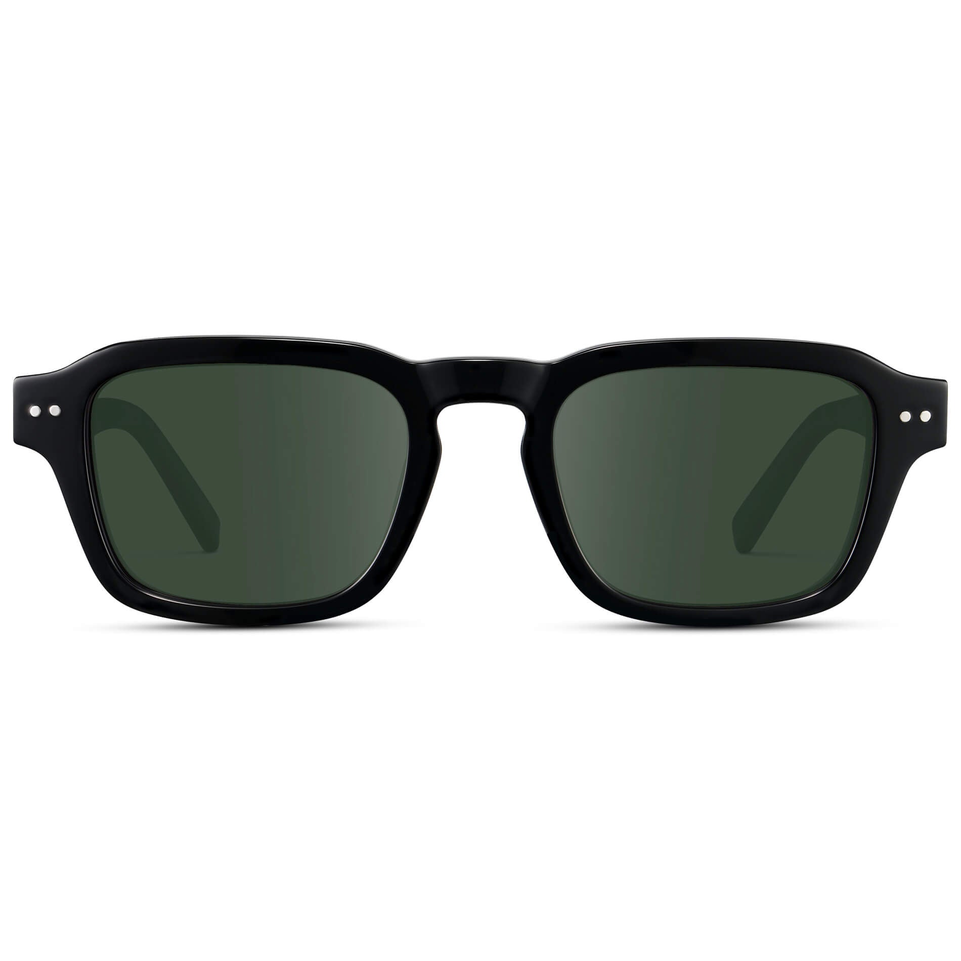 Black / G15 Lens || Men's Rectangular Prescription Sunglasses with Black Acetate Frame and Green Prescription Lens