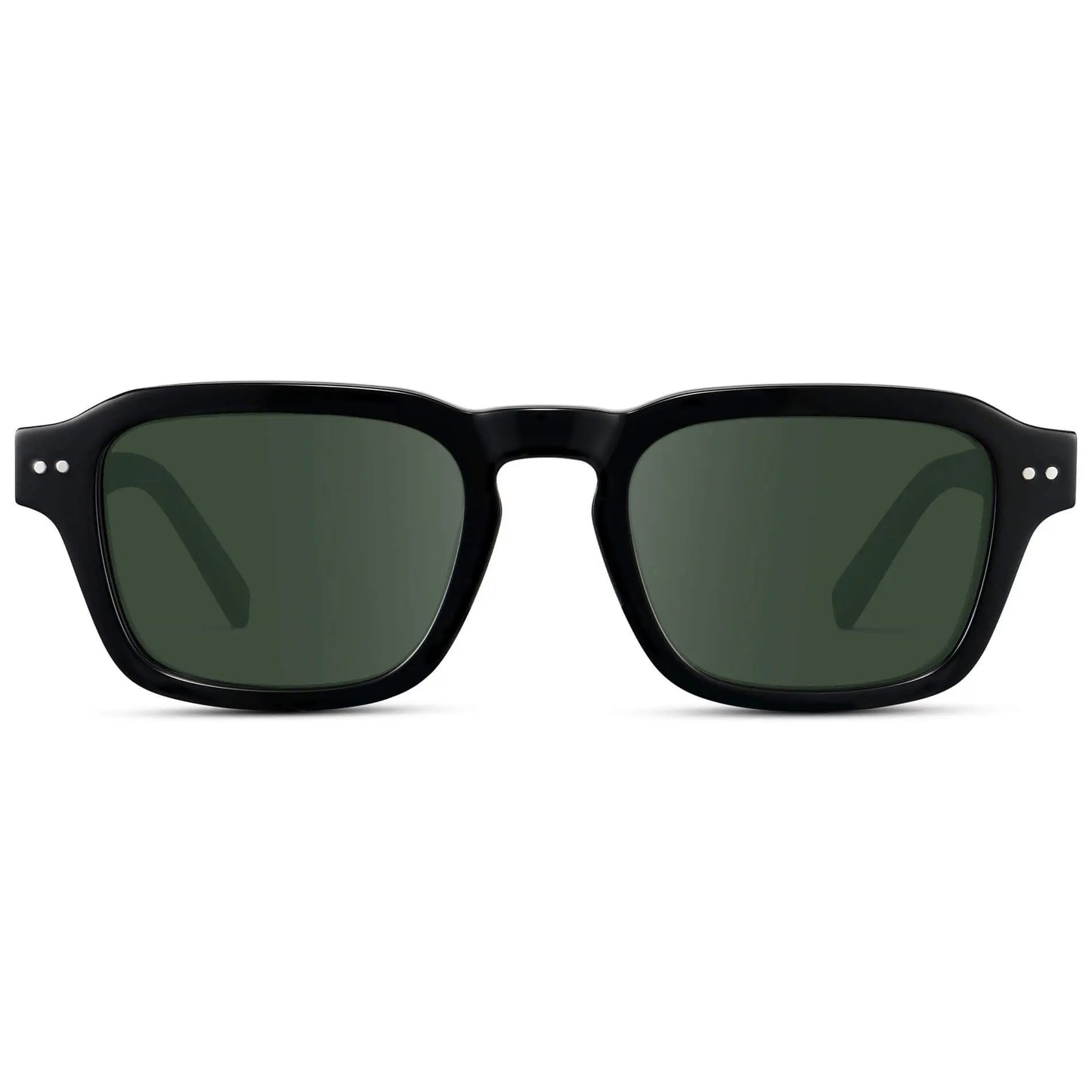 Black / G15 || Men's Rectangular Prescription Sunglasses with Black Acetate Frame and Green Prescription Lens