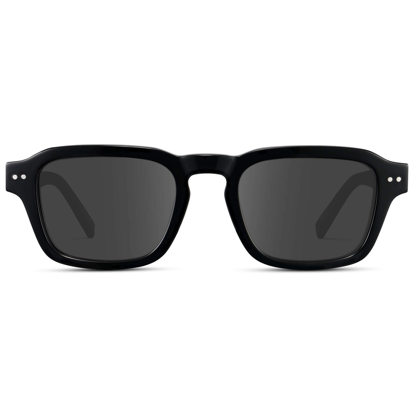 Black / Grey Lens || Men's Rectangular Prescription Sunglasses with Black Acetate Frame and Grey Prescription Lens