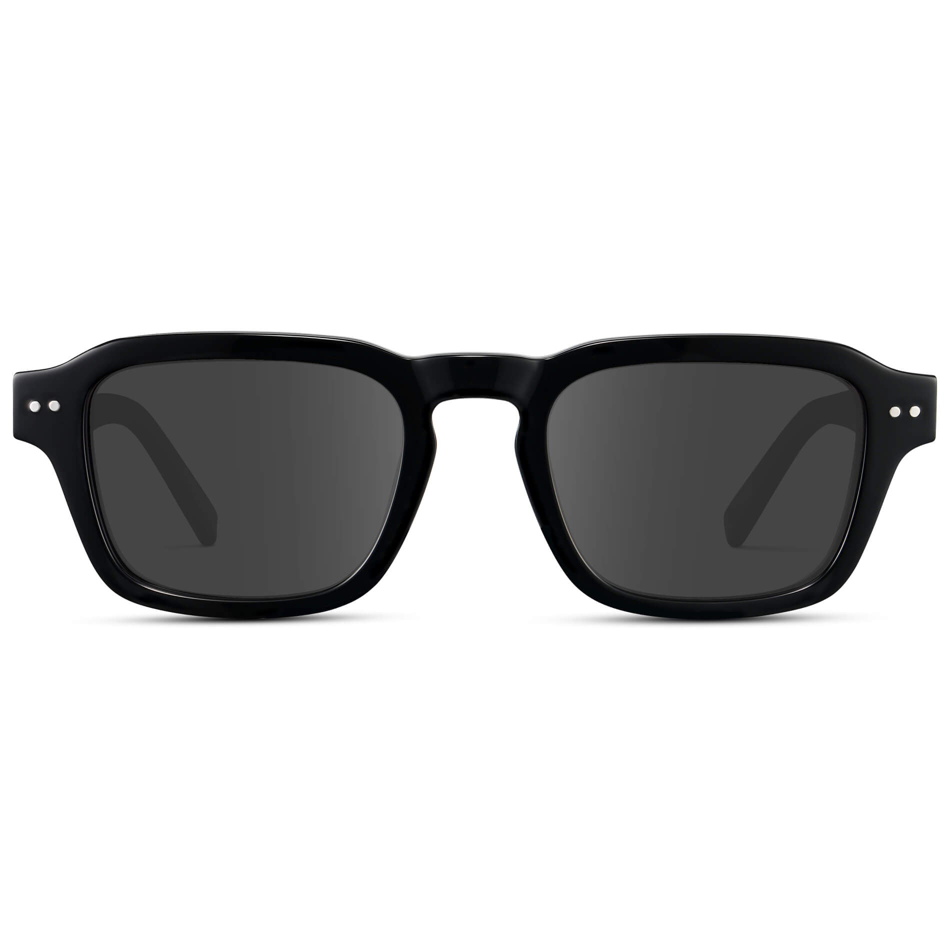 Black / Grey Lens || Men's Rectangular Prescription Sunglasses with Black Acetate Frame and Grey Prescription Lens