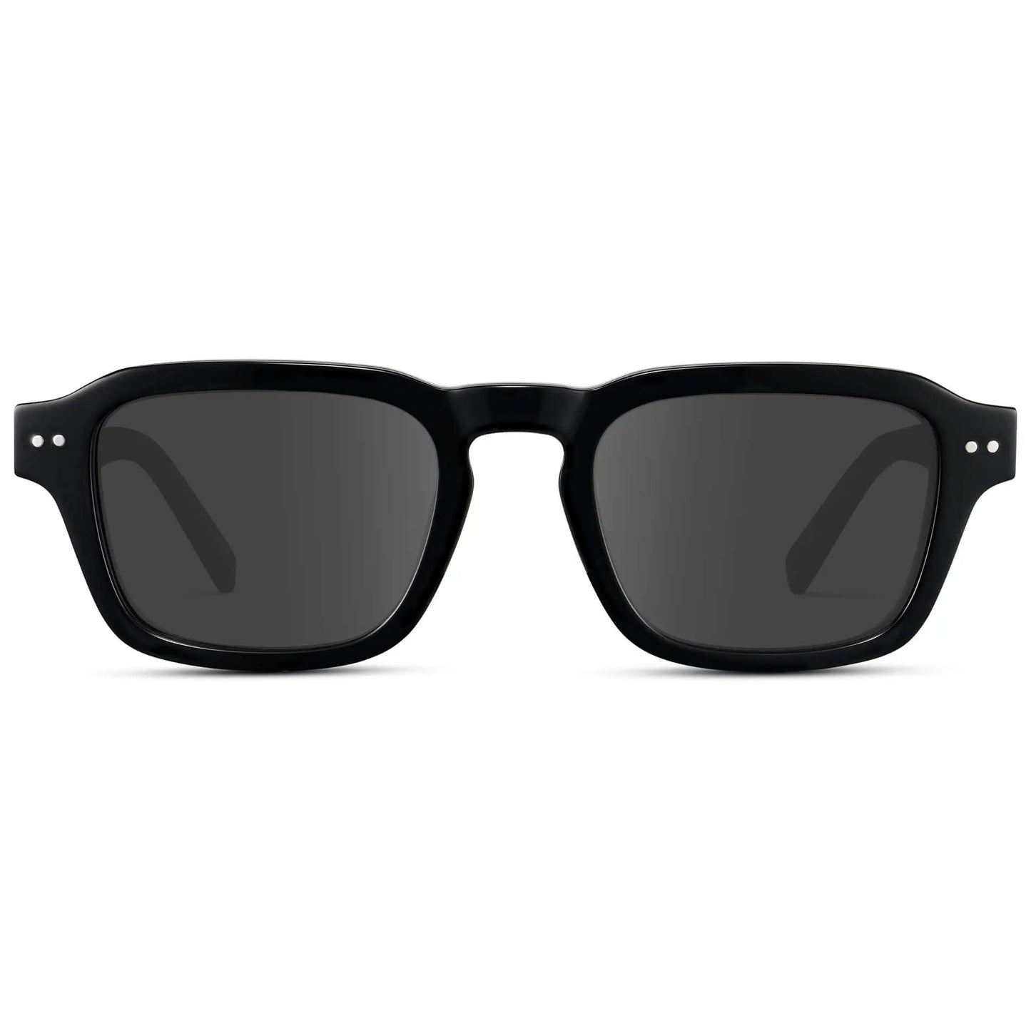 Black / Grey || Men's Rectangular Prescription Sunglasses with Black Acetate Frame and Grey Prescription Lens