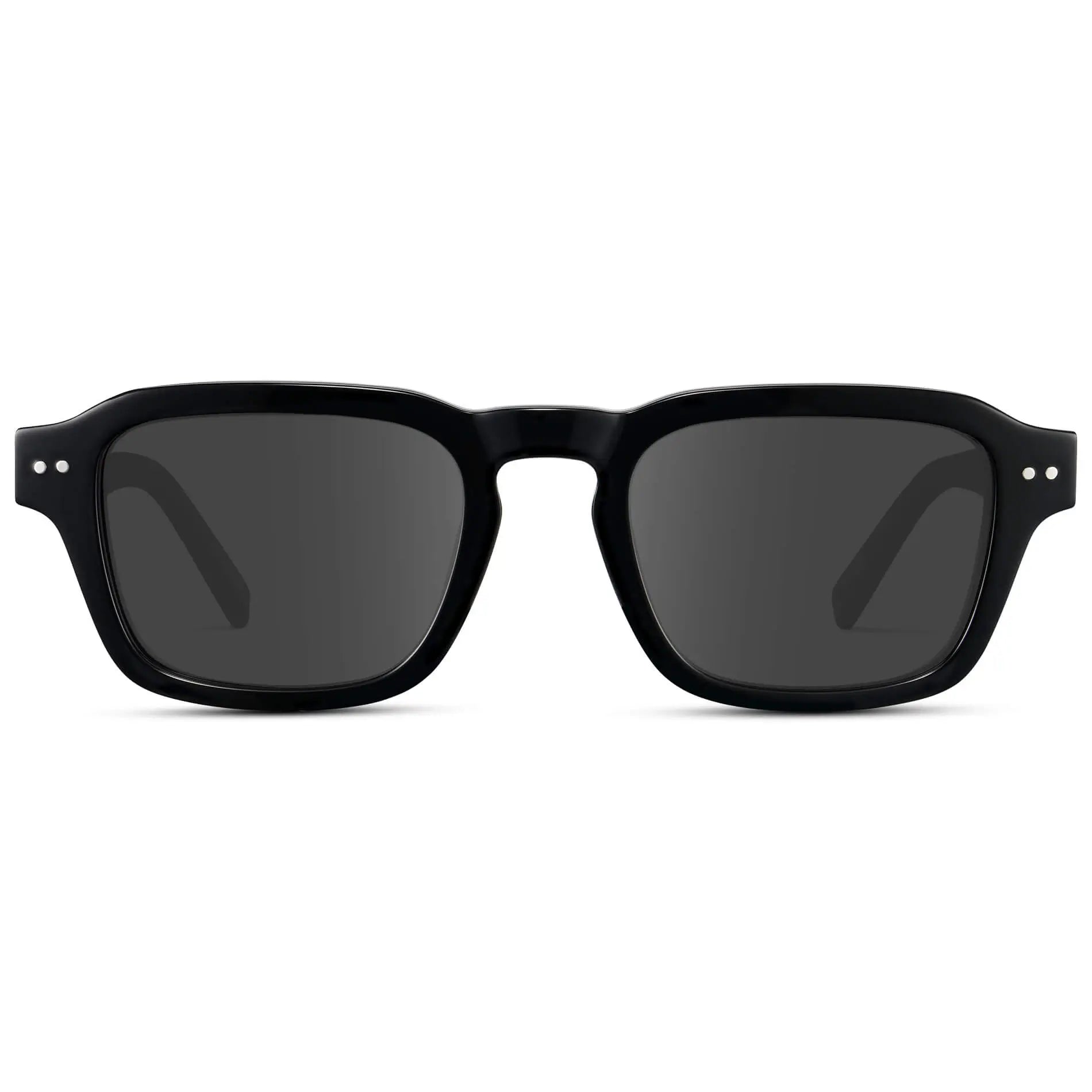 Black / Grey || Men's Rectangular Prescription Sunglasses with Black Acetate Frame and Grey Prescription Lens