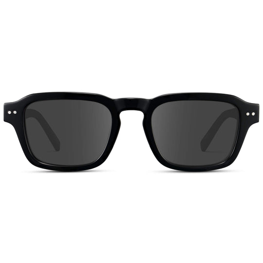 Black / Grey Lens || Men's Rectangular Prescription Sunglasses with Black Acetate Frame and Grey Prescription Lens