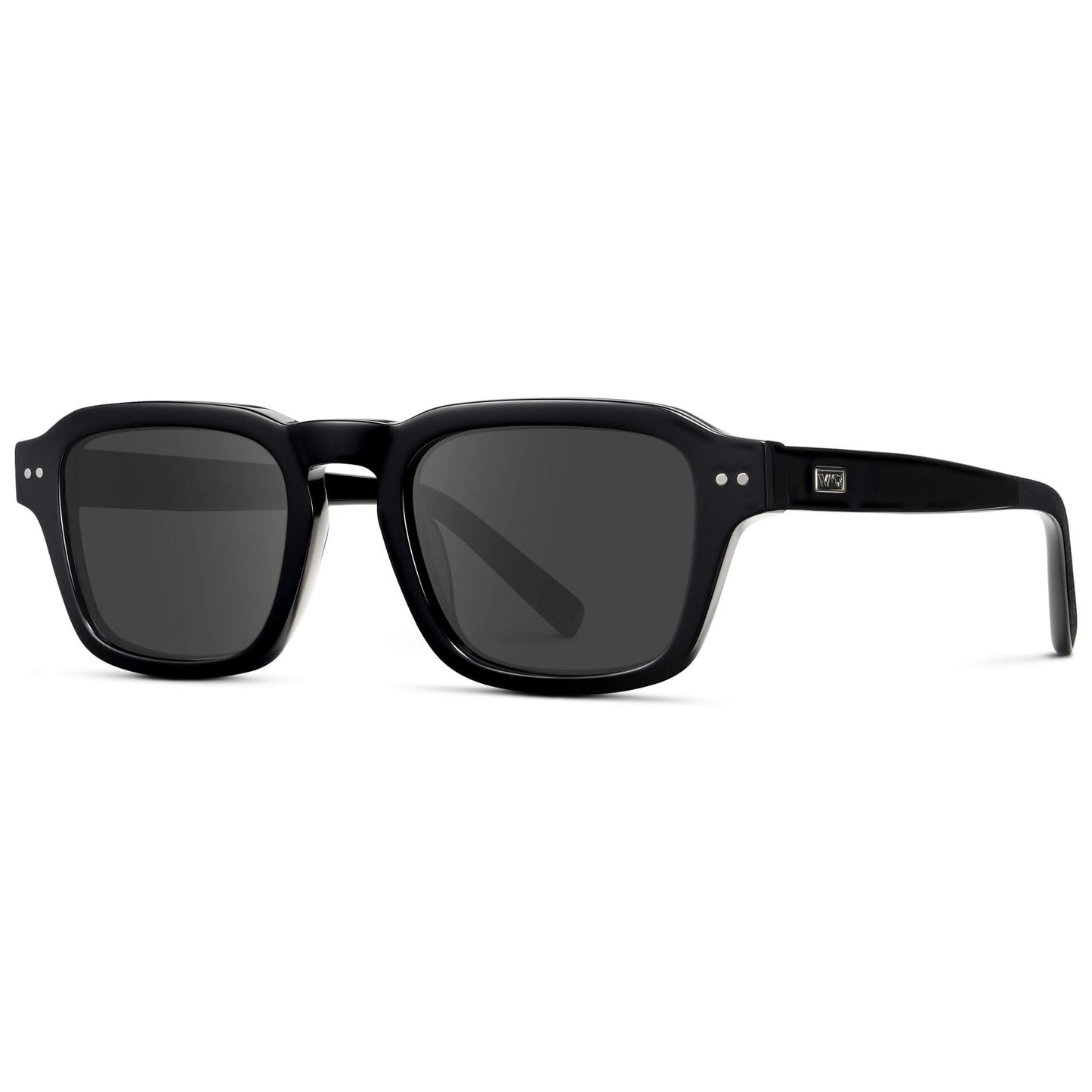 Black / Grey Lens || Men's Rectangular Prescription Sunglasses with Black Acetate Frame and Grey Prescription Lens