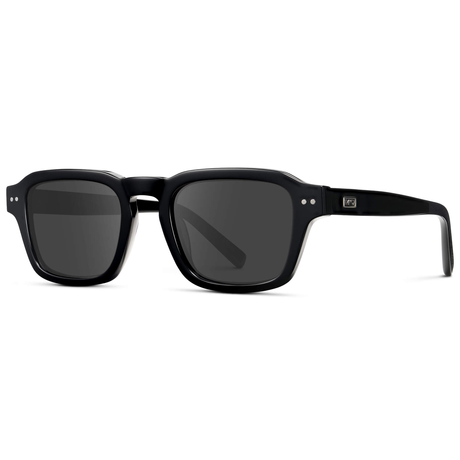 Black / Grey Lens || Men's Rectangular Prescription Sunglasses with Black Acetate Frame and Grey Prescription Lens