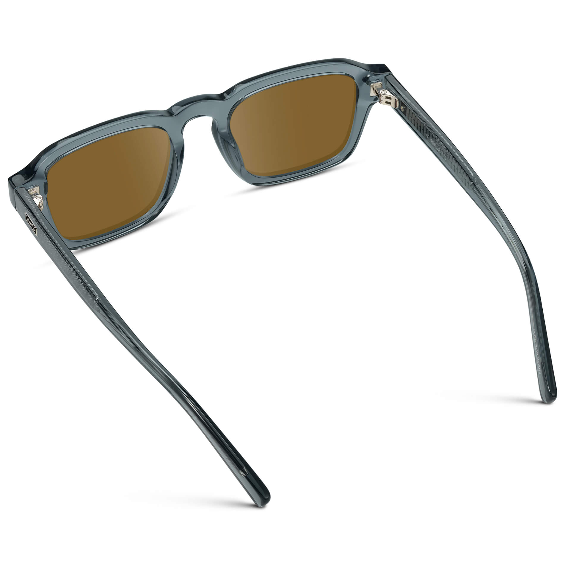 Crystal Stone Blue / Amber Lens || Men's Rectangular Prescription Sunglasses with Blue Acetate Frame and Brown Prescription Lens