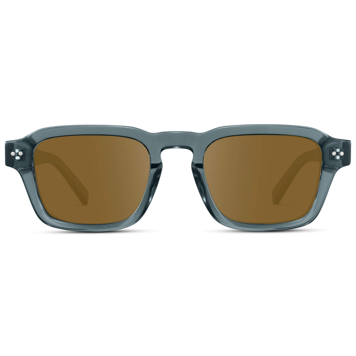 Crystal Stone Blue / Amber Lens || Men's Rectangular Prescription Sunglasses with Blue Acetate Frame and Brown Prescription Lens