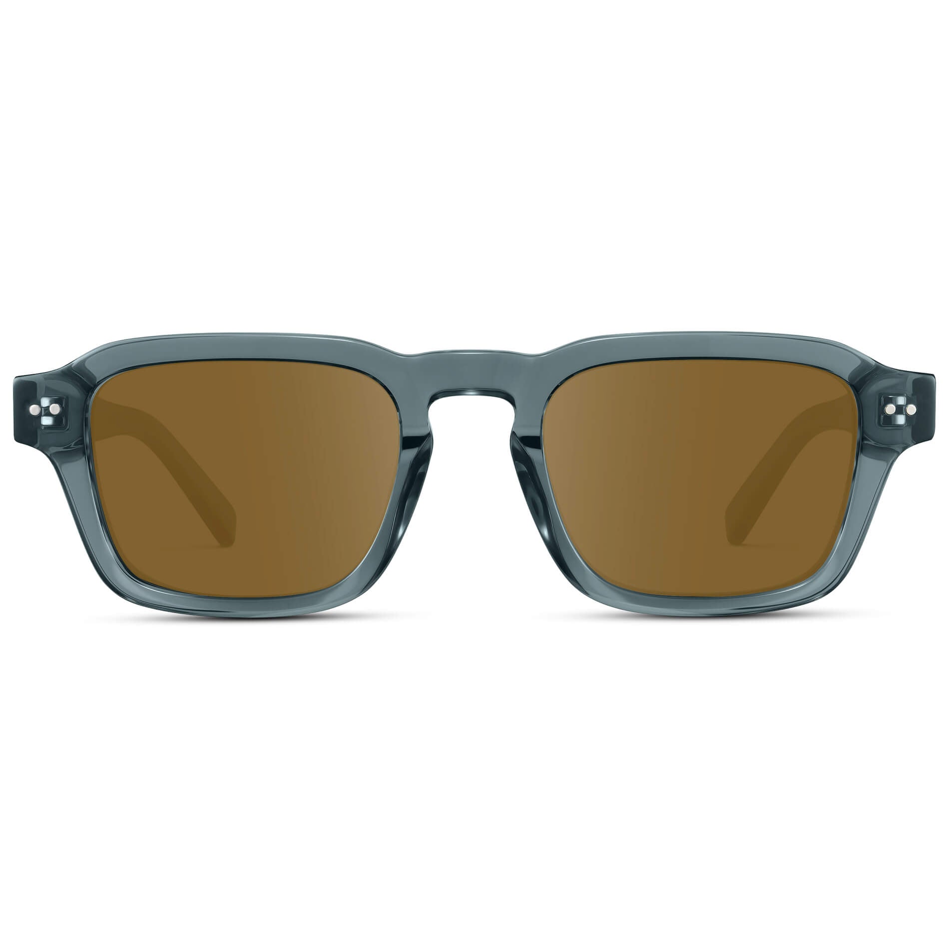 Crystal Stone Blue / Amber Lens || Men's Rectangular Prescription Sunglasses with Blue Acetate Frame and Brown Prescription Lens