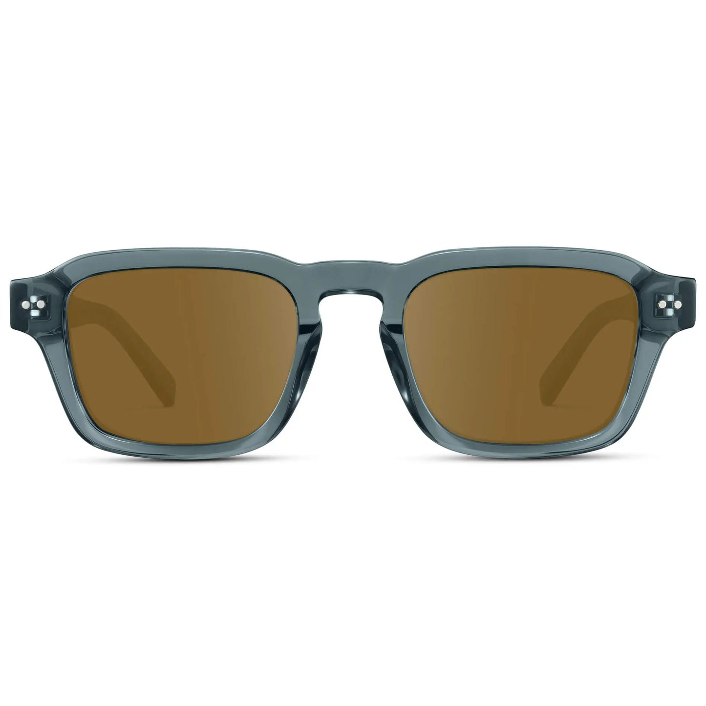 Crystal Stone Blue / Amber || Men's Rectangular Prescription Sunglasses with Blue Acetate Frame and Brown Prescription Lens