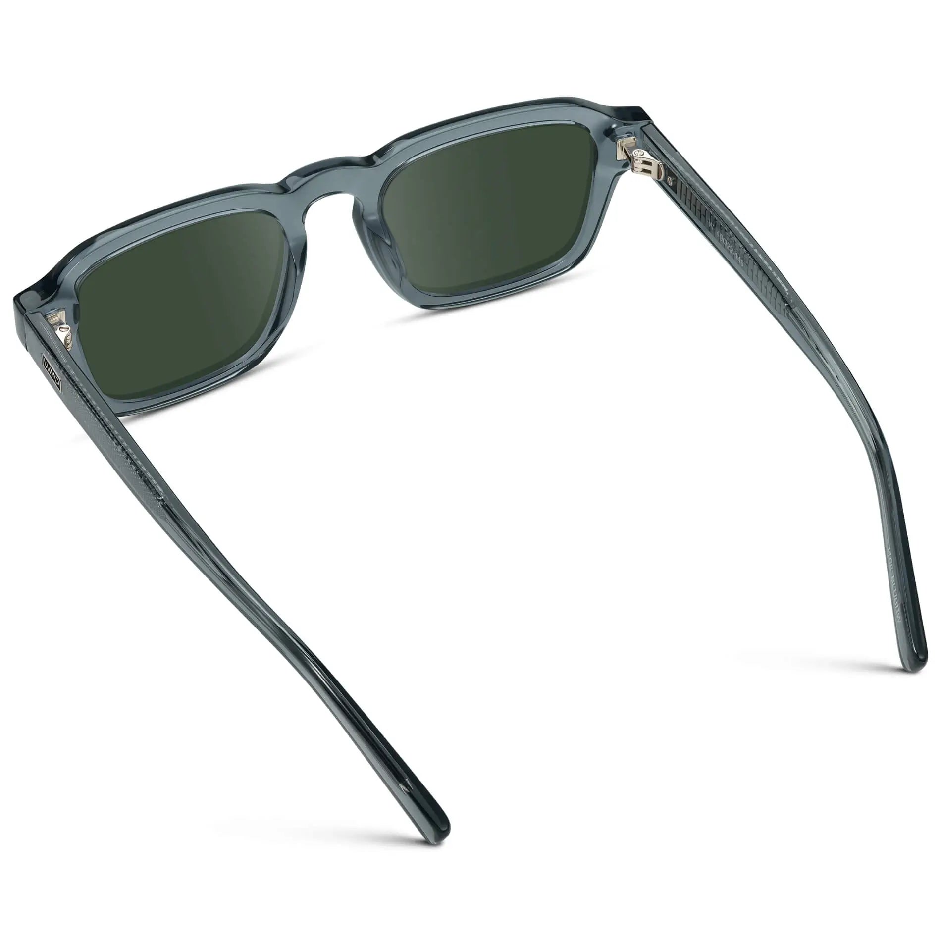 Crystal Stone Blue / G15 || Men's Rectangular Prescription Sunglasses with Blue Acetate Frame and Green Prescription Lens