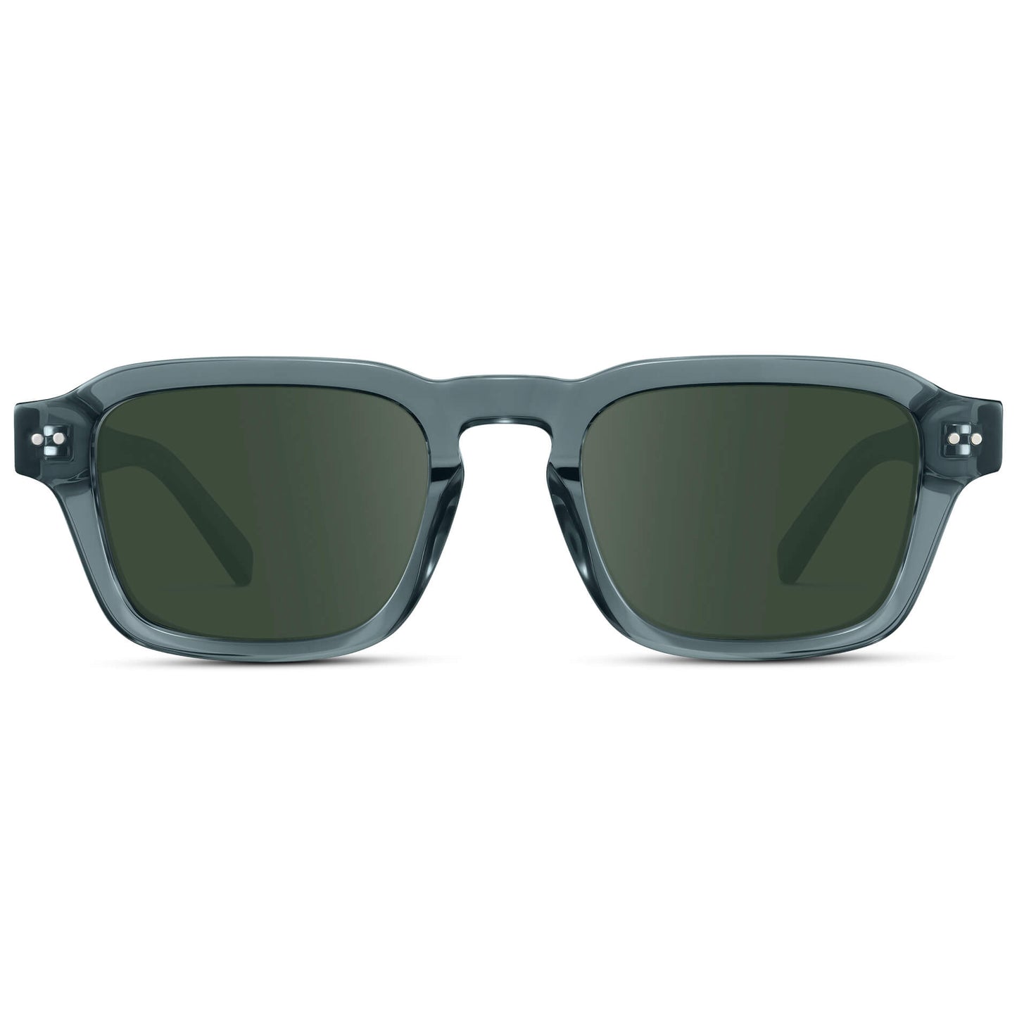 Crystal Stone Blue / G15 Lens || Men's Rectangular Prescription Sunglasses with Blue Acetate Frame and Green Prescription Lens