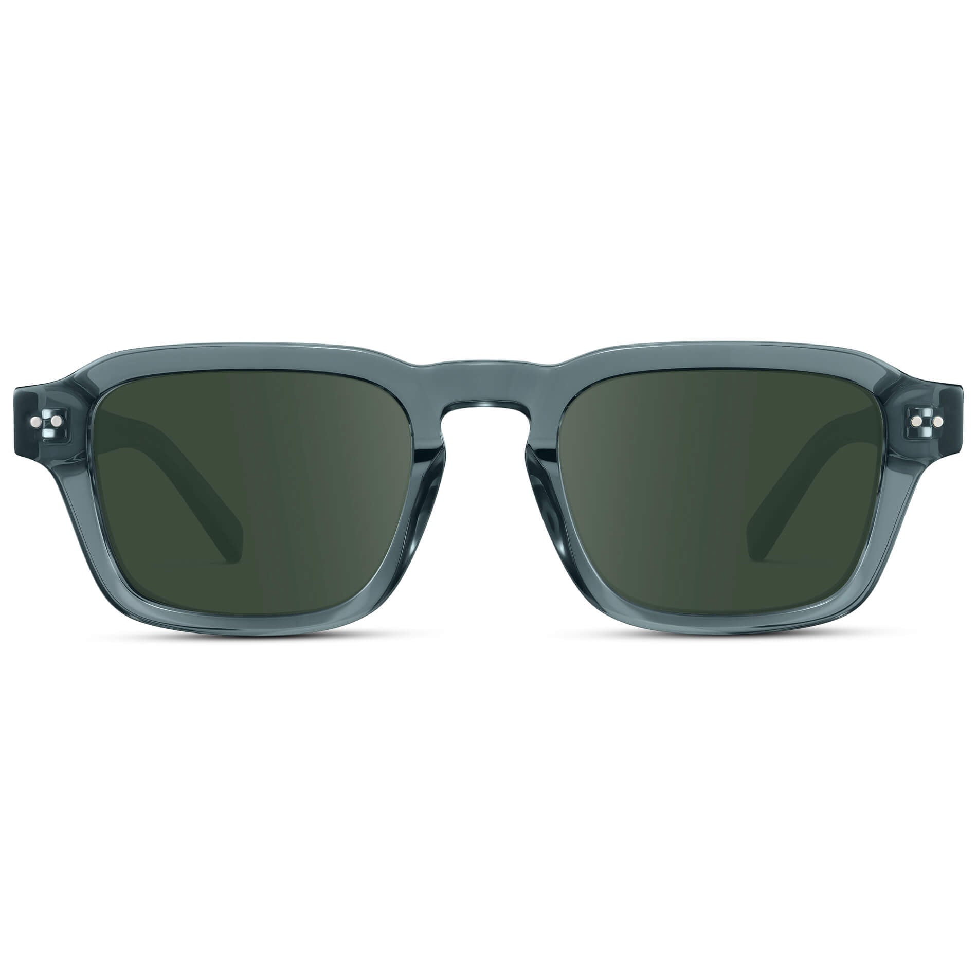 Crystal Stone Blue / G15 Lens || Men's Rectangular Prescription Sunglasses with Blue Acetate Frame and Green Prescription Lens