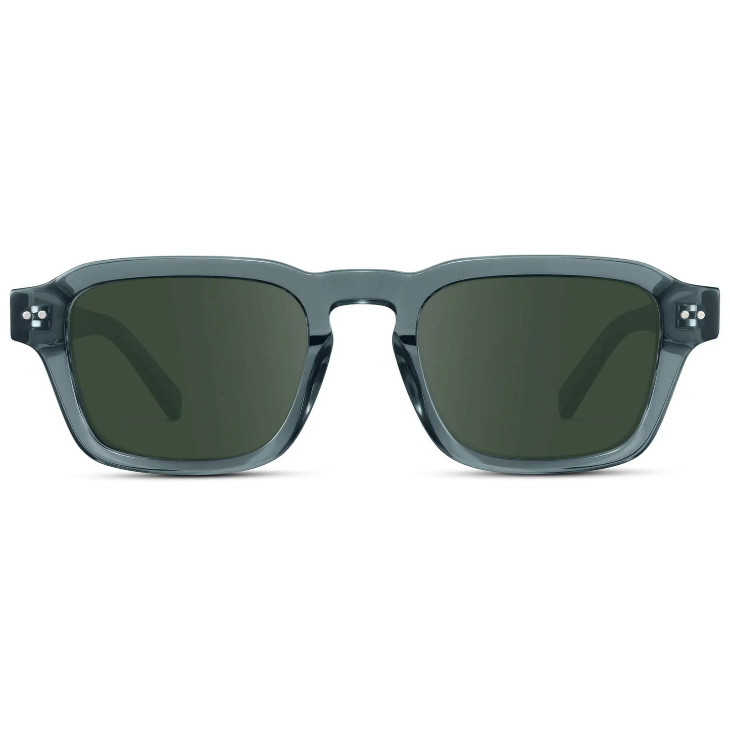 Crystal Stone Blue / G15 || Men's Rectangular Prescription Sunglasses with Blue Acetate Frame and Green Prescription Lens