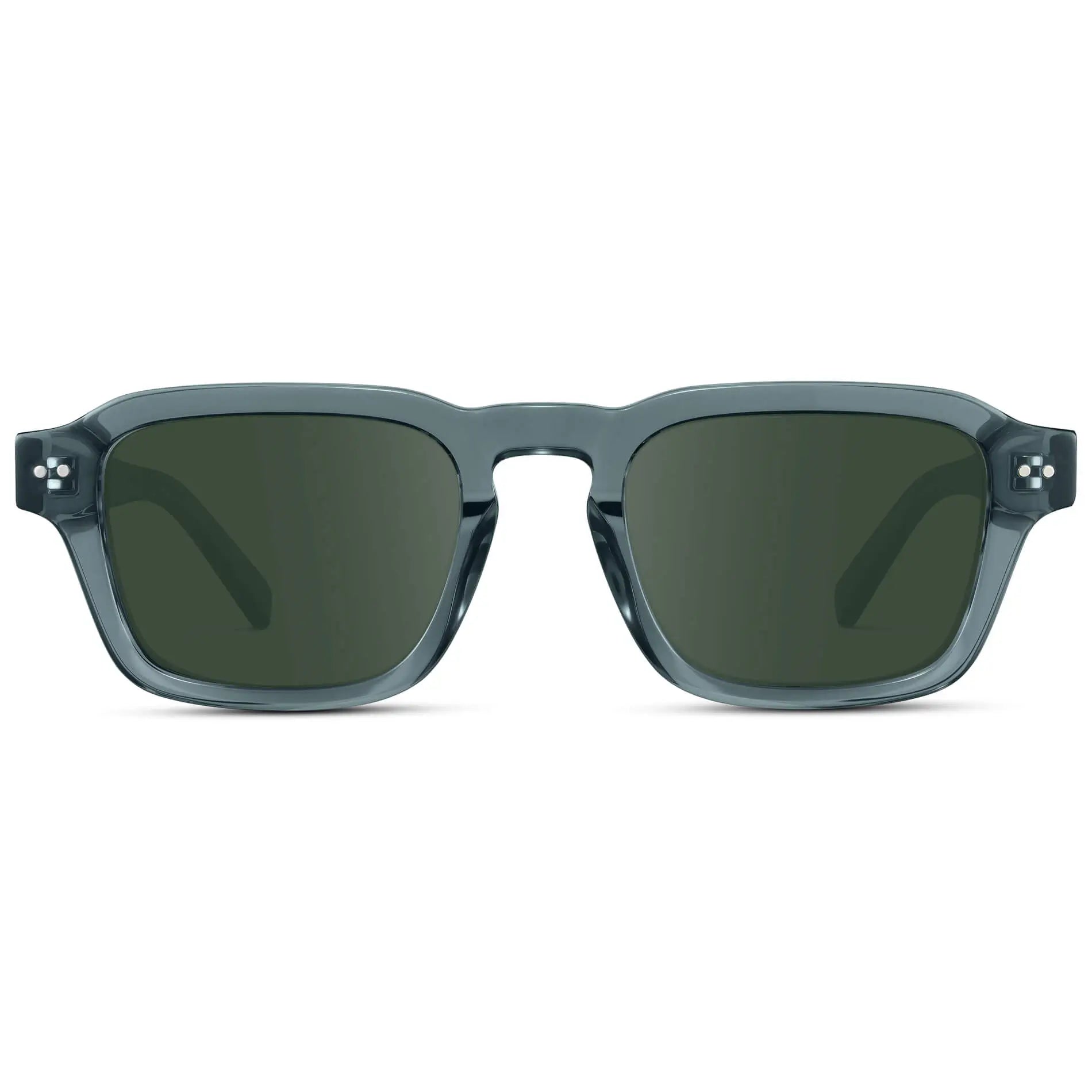 Crystal Stone Blue / G15 || Men's Rectangular Prescription Sunglasses with Blue Acetate Frame and Green Prescription Lens