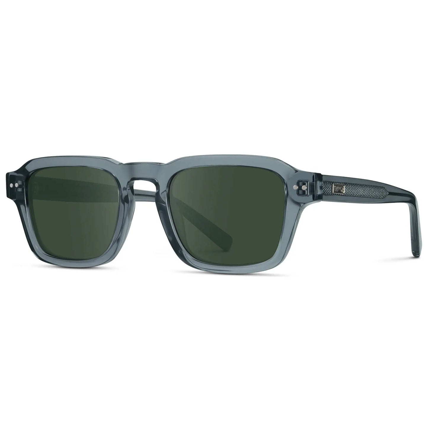 Crystal Stone Blue / G15 || Men's Rectangular Prescription Sunglasses with Blue Acetate Frame and Green Prescription Lens