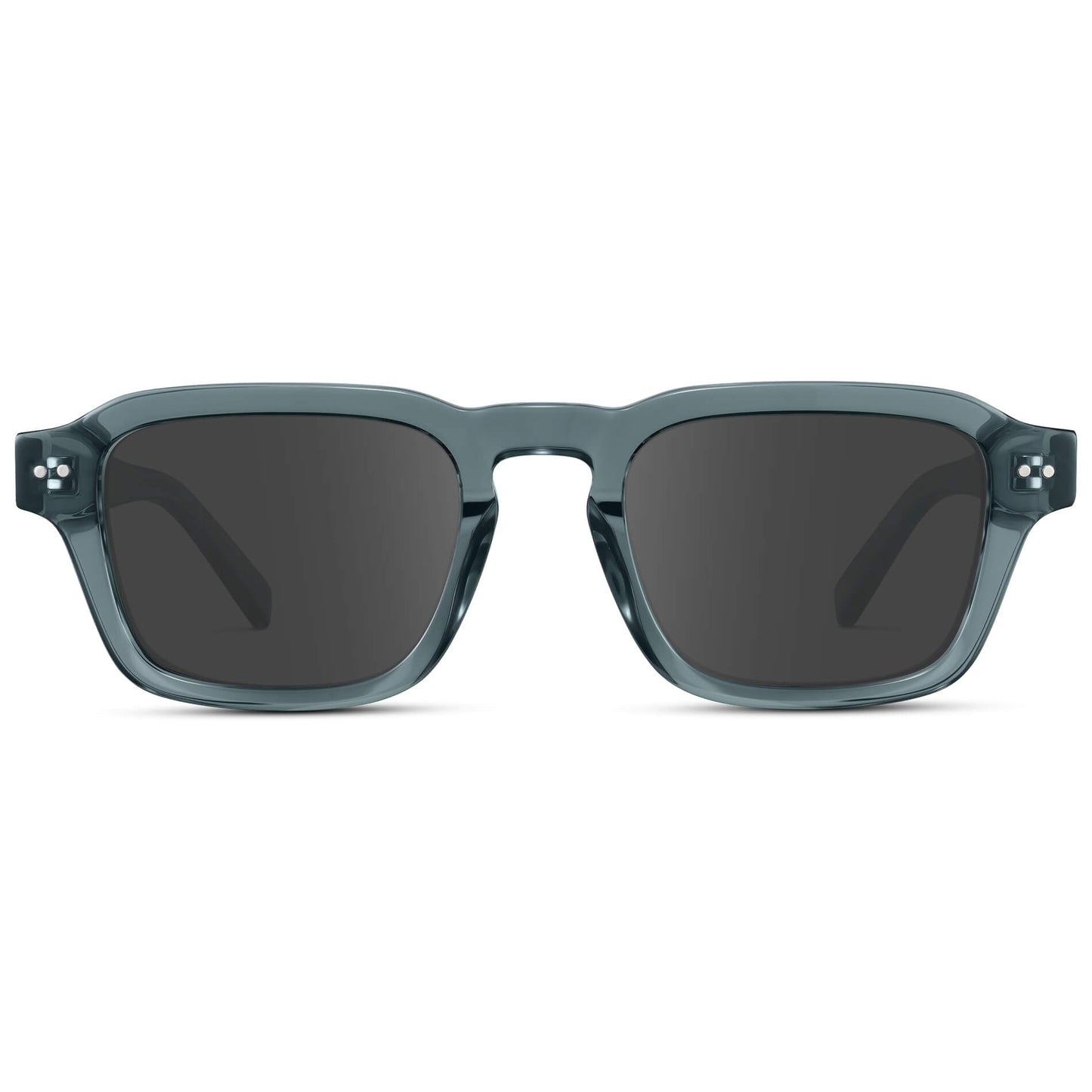 Crystal Stone Blue / Grey Lens || Men's Rectangular Prescription Sunglasses with Blue Acetate Frame and Grey Prescription Lens