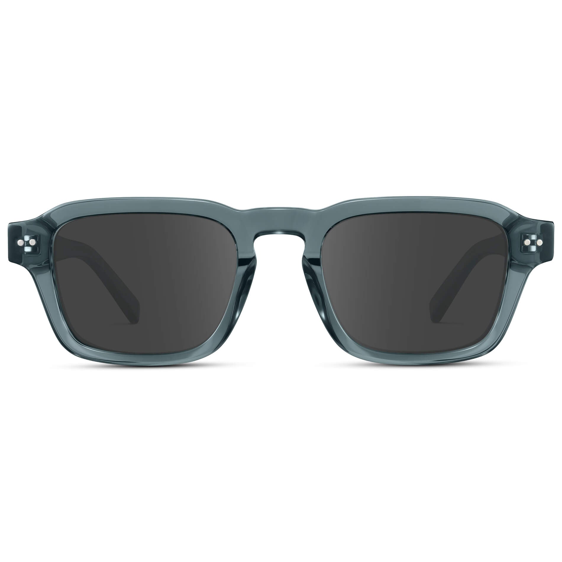 Crystal Stone Blue / Grey Lens || Men's Rectangular Prescription Sunglasses with Blue Acetate Frame and Grey Prescription Lens