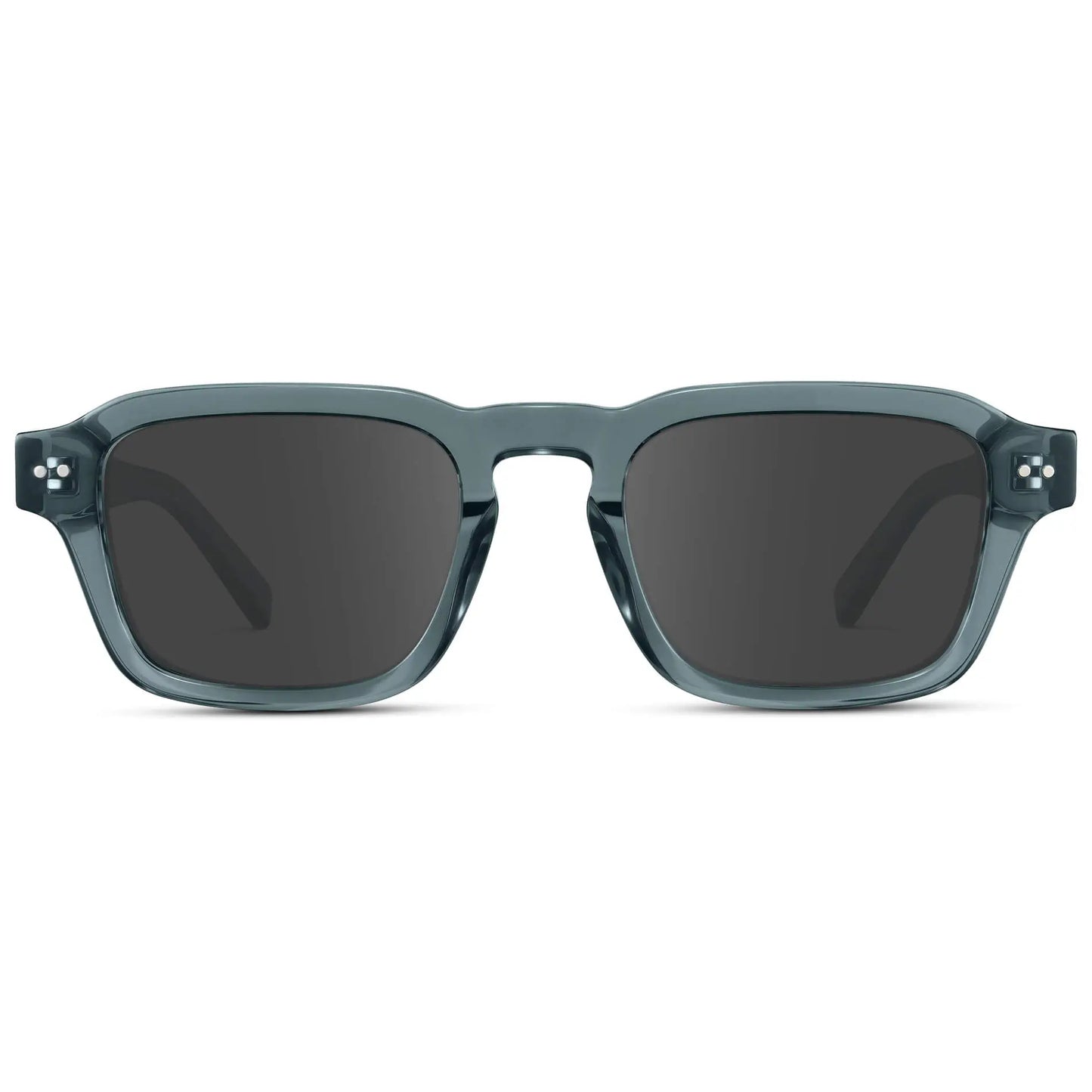 Crystal Stone Blue / Grey || Men's Rectangular Prescription Sunglasses with Blue Acetate Frame and Grey Prescription Lens