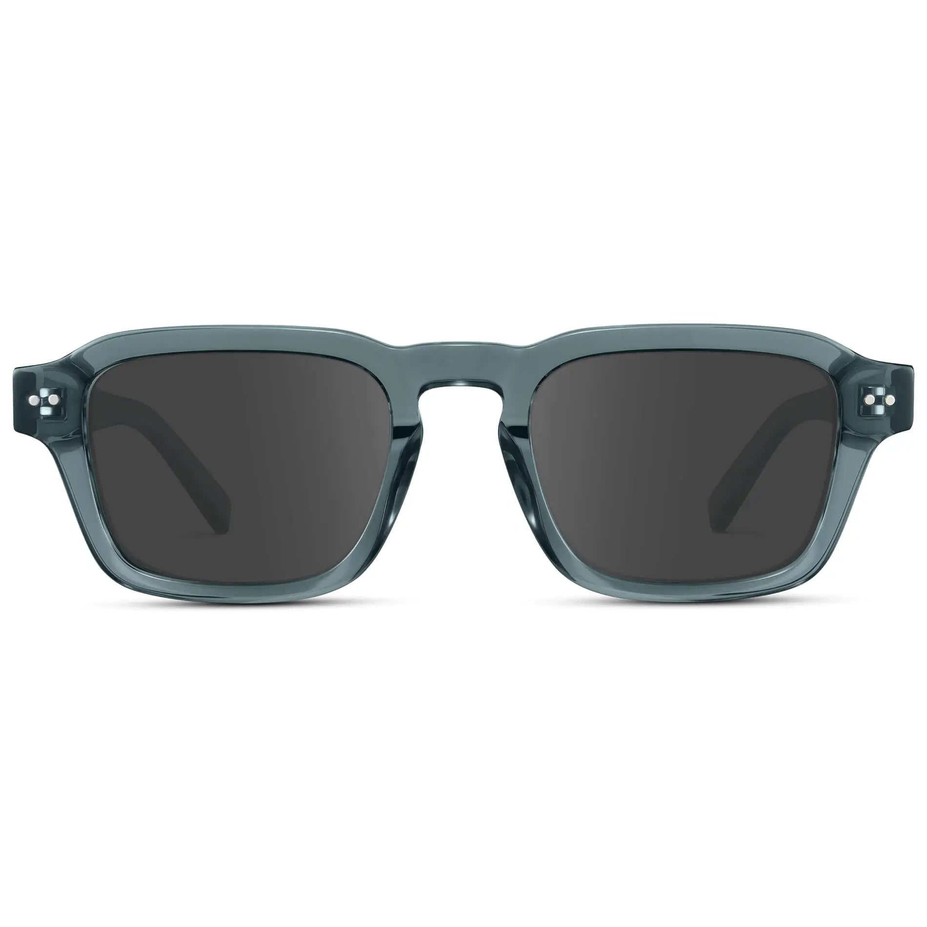 Crystal Stone Blue / Grey || Men's Rectangular Prescription Sunglasses with Blue Acetate Frame and Grey Prescription Lens