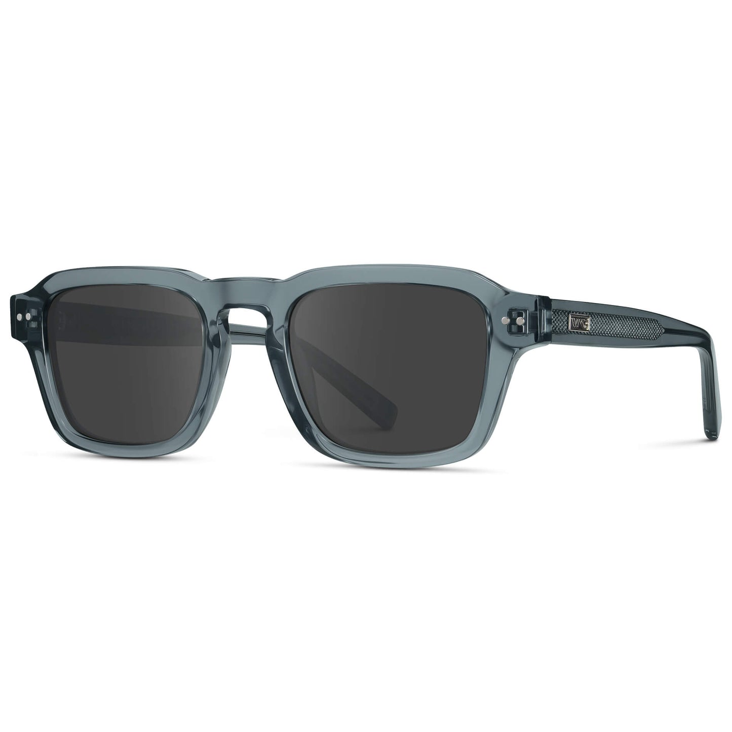 Crystal Stone Blue / Grey Lens || Men's Rectangular Prescription Sunglasses with Blue Acetate Frame and Grey Prescription Lens
