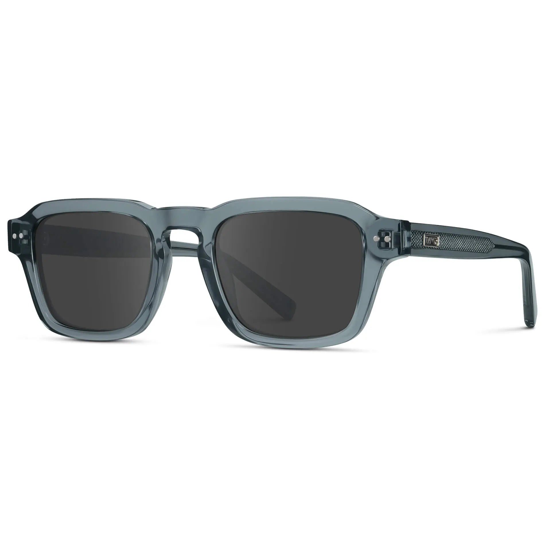 Crystal Stone Blue / Grey || Men's Rectangular Prescription Sunglasses with Blue Acetate Frame and Grey Prescription Lens