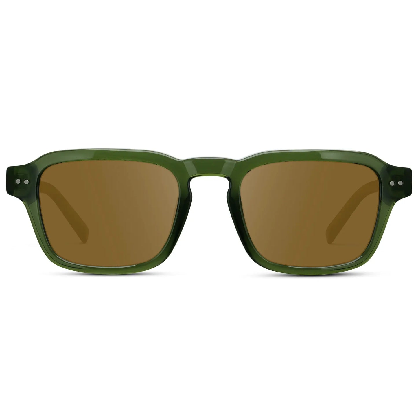 Jade Green / Amber || Men's Rectangular Prescription Sunglasses with Sage Green Acetate Frame and Brown Prescription Lens
