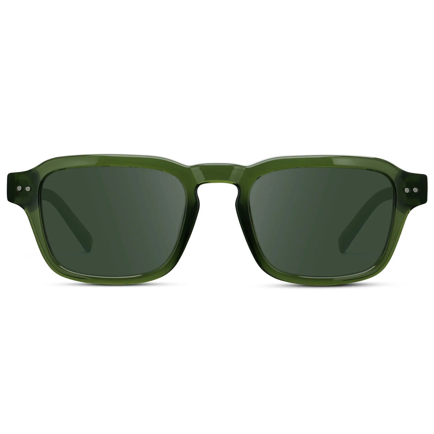 Jade Green / G15 || Men's Rectangular Prescription Sunglasses with Sage Green Acetate Frame and Green Prescription Lens