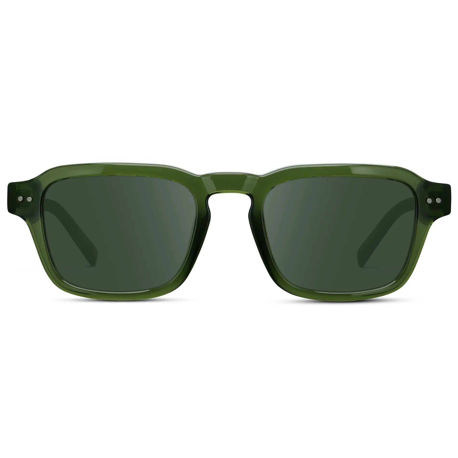 Jade Green / G15 || Men's Rectangular Prescription Sunglasses with Sage Green Acetate Frame and Green Prescription Lens