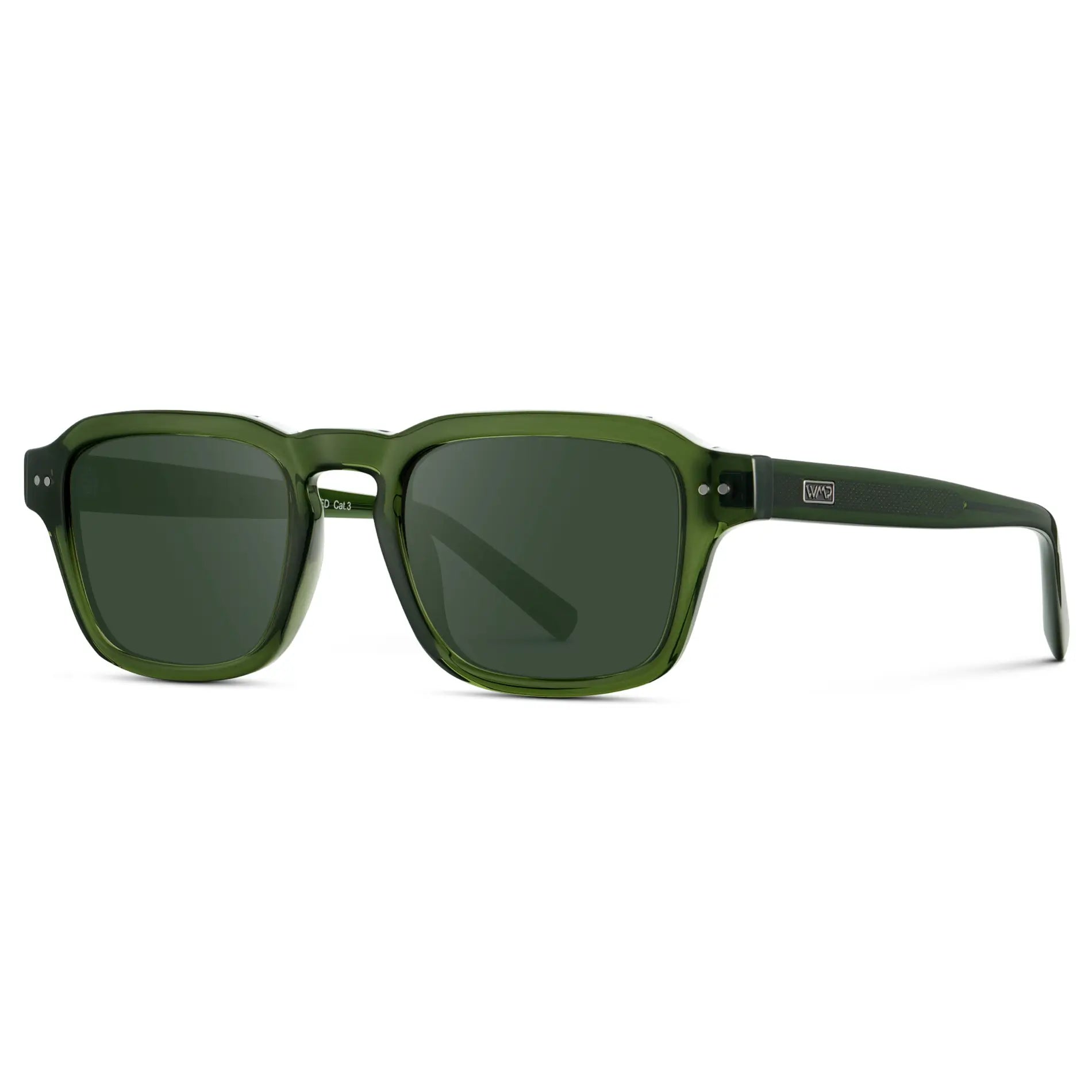 Jade Green / G15 || Men's Rectangular Prescription Sunglasses with Sage Green Acetate Frame and Green Prescription Lens