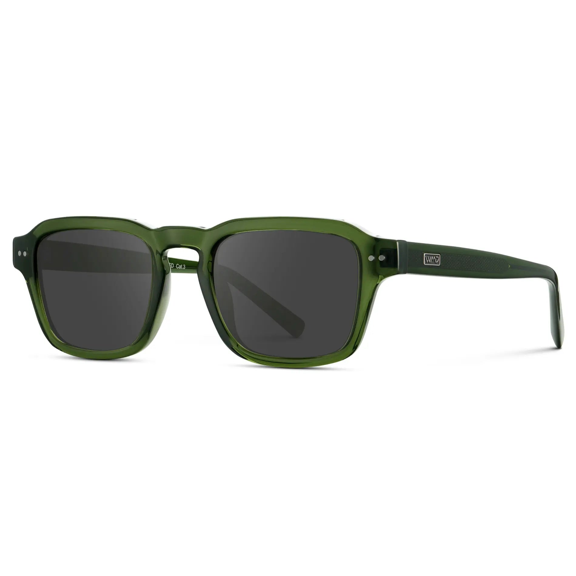 Jade Green / Grey || Men's Rectangular Prescription Sunglasses with Sage Green Acetate Frame and Grey Prescription Lens