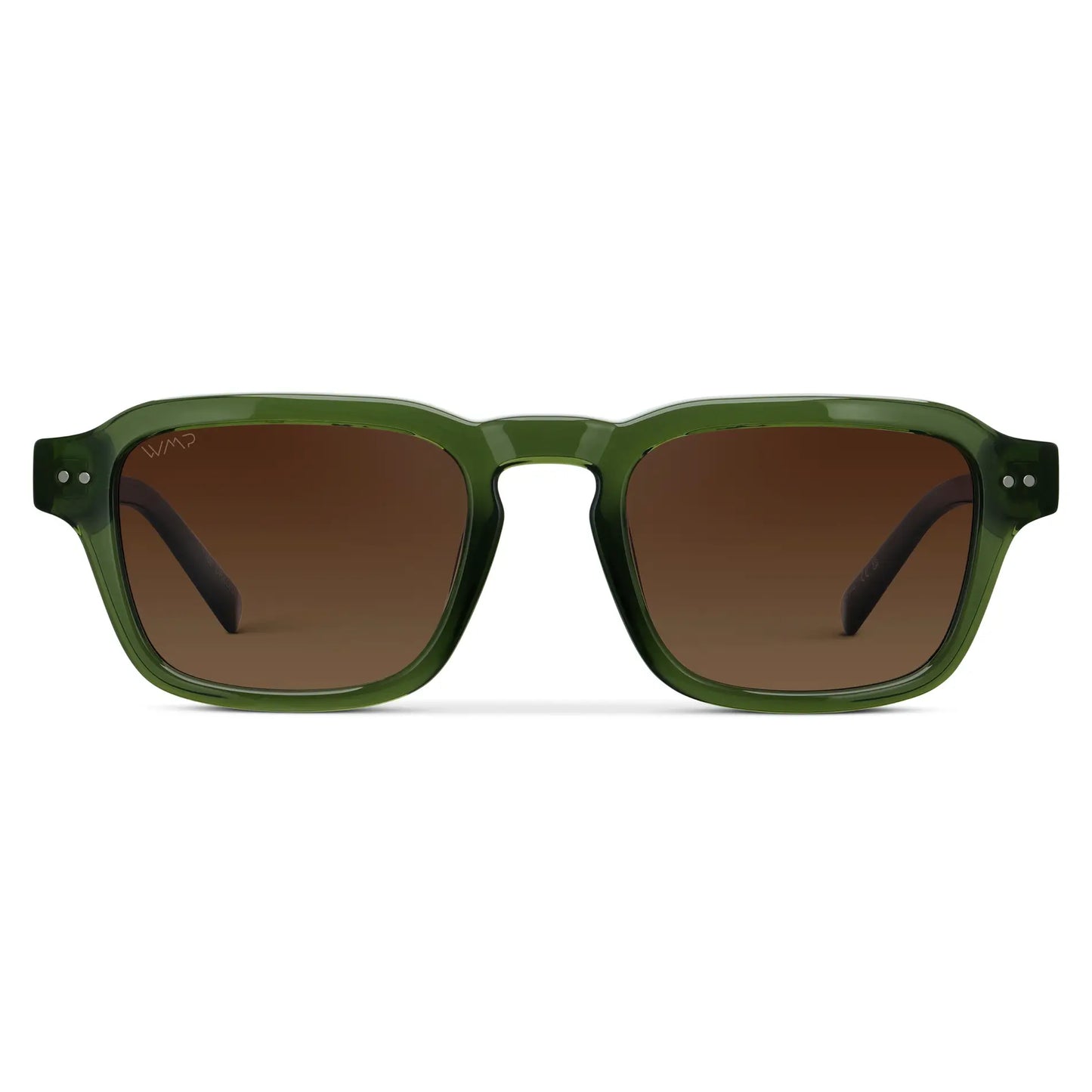 Jade Green / Brown Gold Gradient Lens || Men's Rectangular Polarized Sunglasses with Jade Green Acetate Frame and Brown Gold Gradient Lens